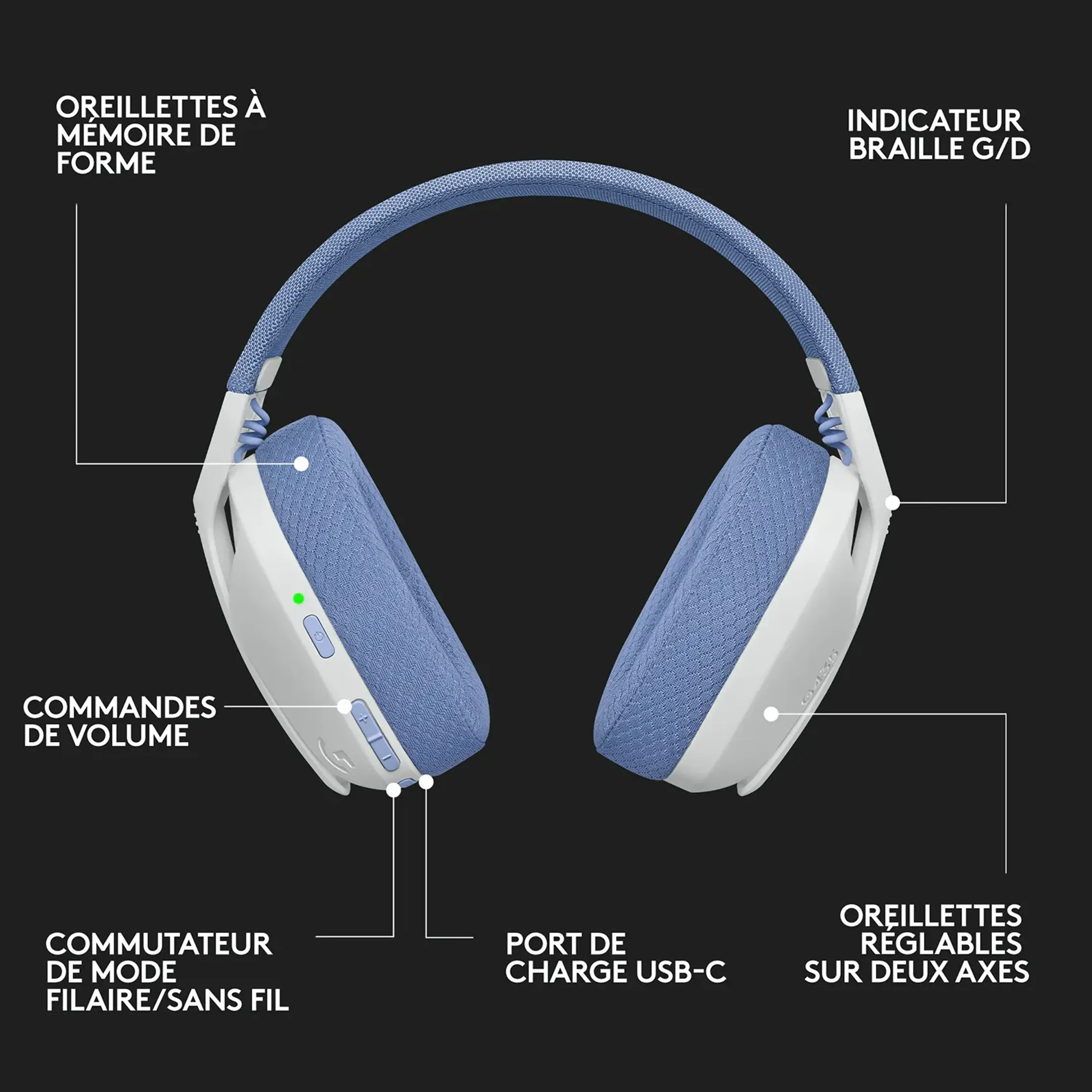 Logitech G G435 Casque gaming sans fil lightspeed - Blanc image