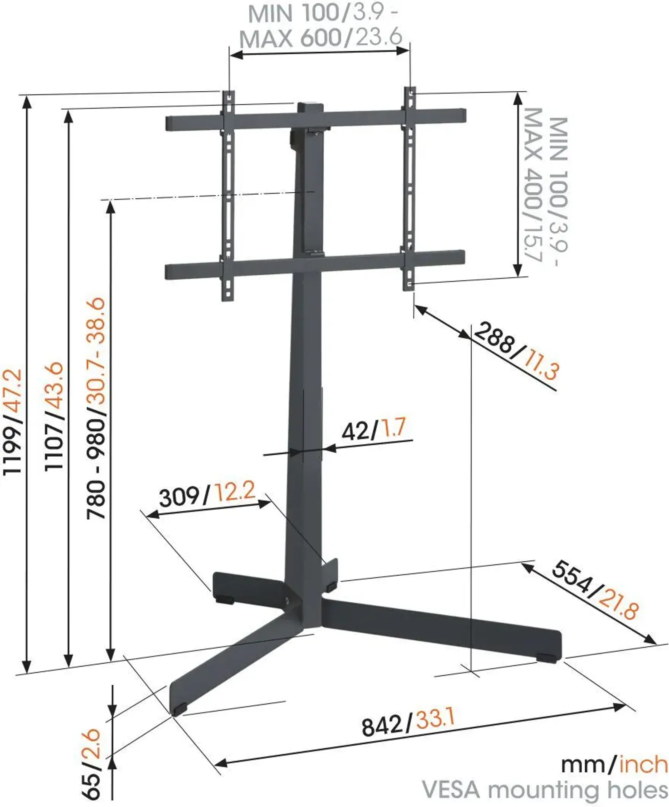 Vogels Vloerstandaard voor TV tot 77" - TVS 3690 image