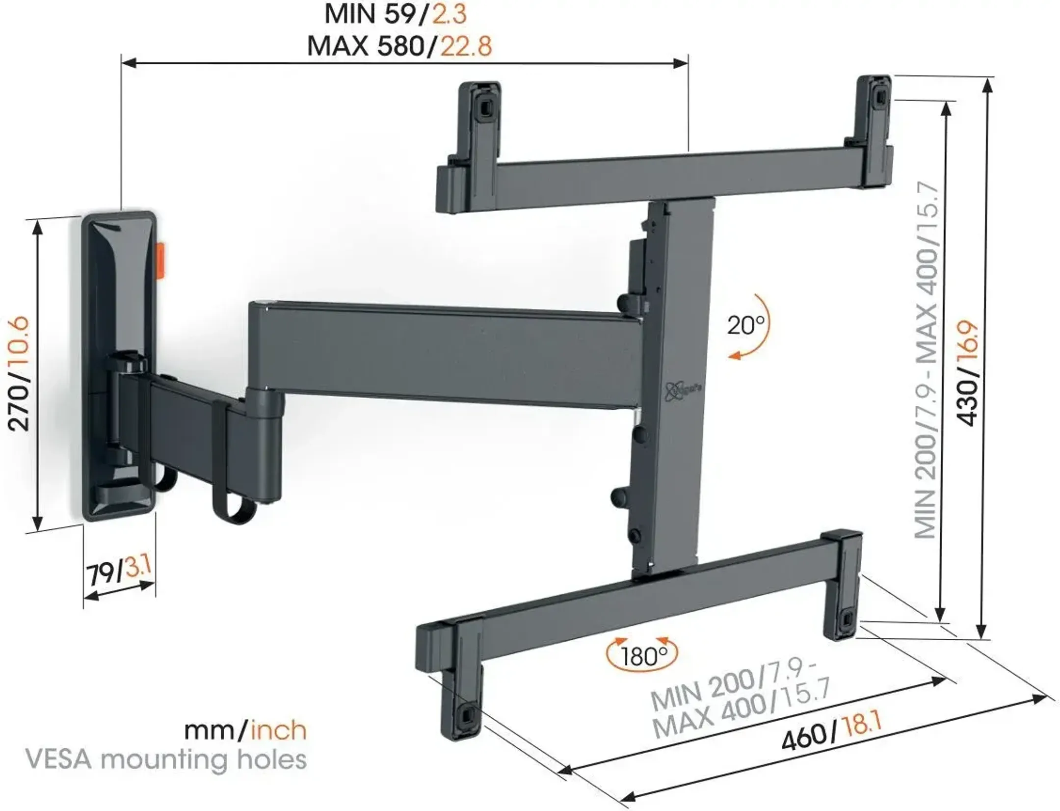 Vogels Draaibare beugel voor TV 32" - 65" - TVM 3465 image