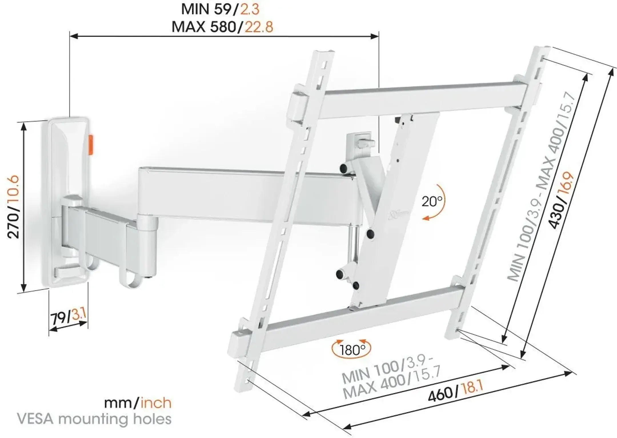 Vogels Support orientable pour TV à 65" - TVM 3445 image