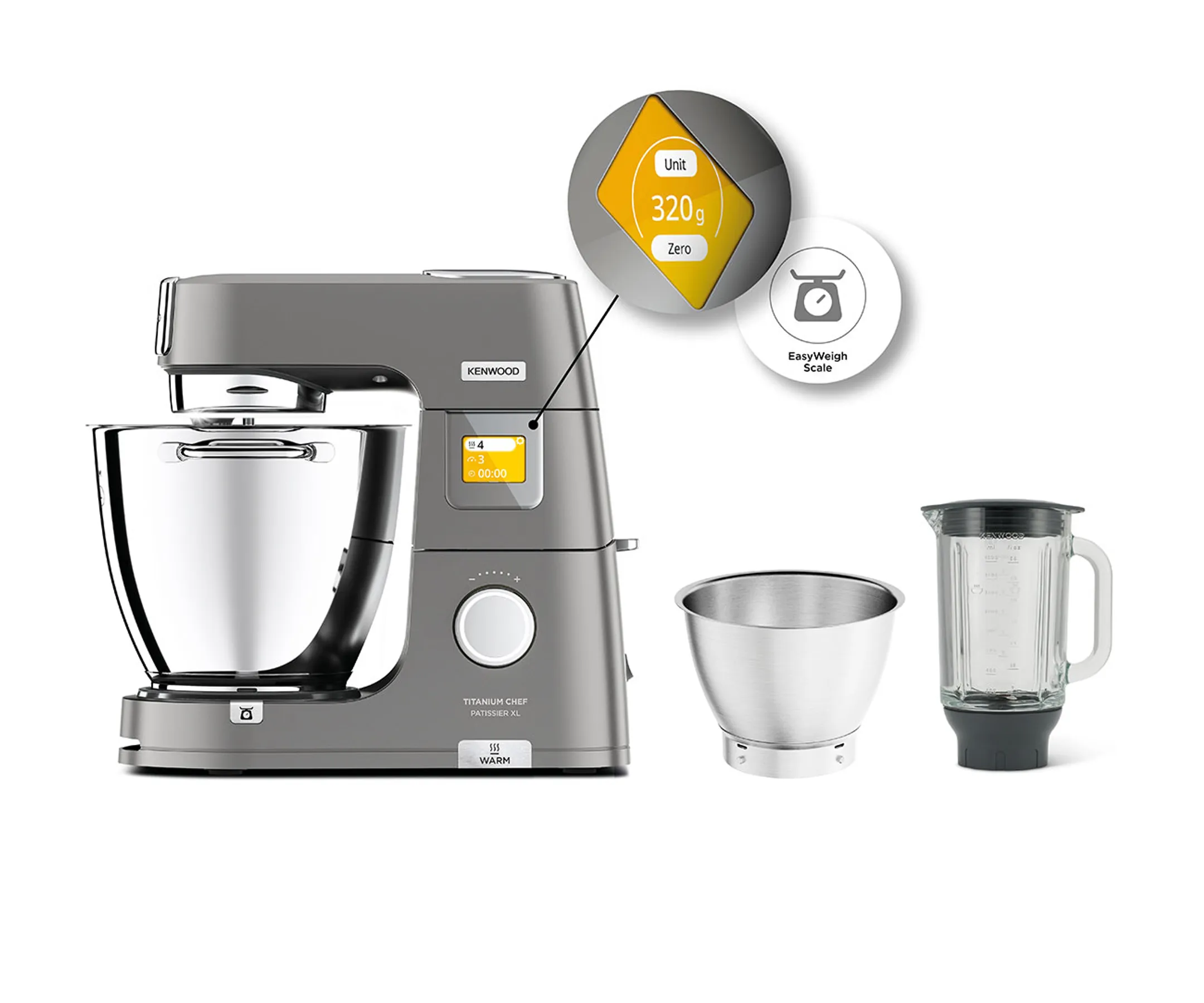 Kenwood Keukenrobot Titanium Chef Patissier XL met geïntegreerde weegschaal en warmfuntie KWL90.124SI image