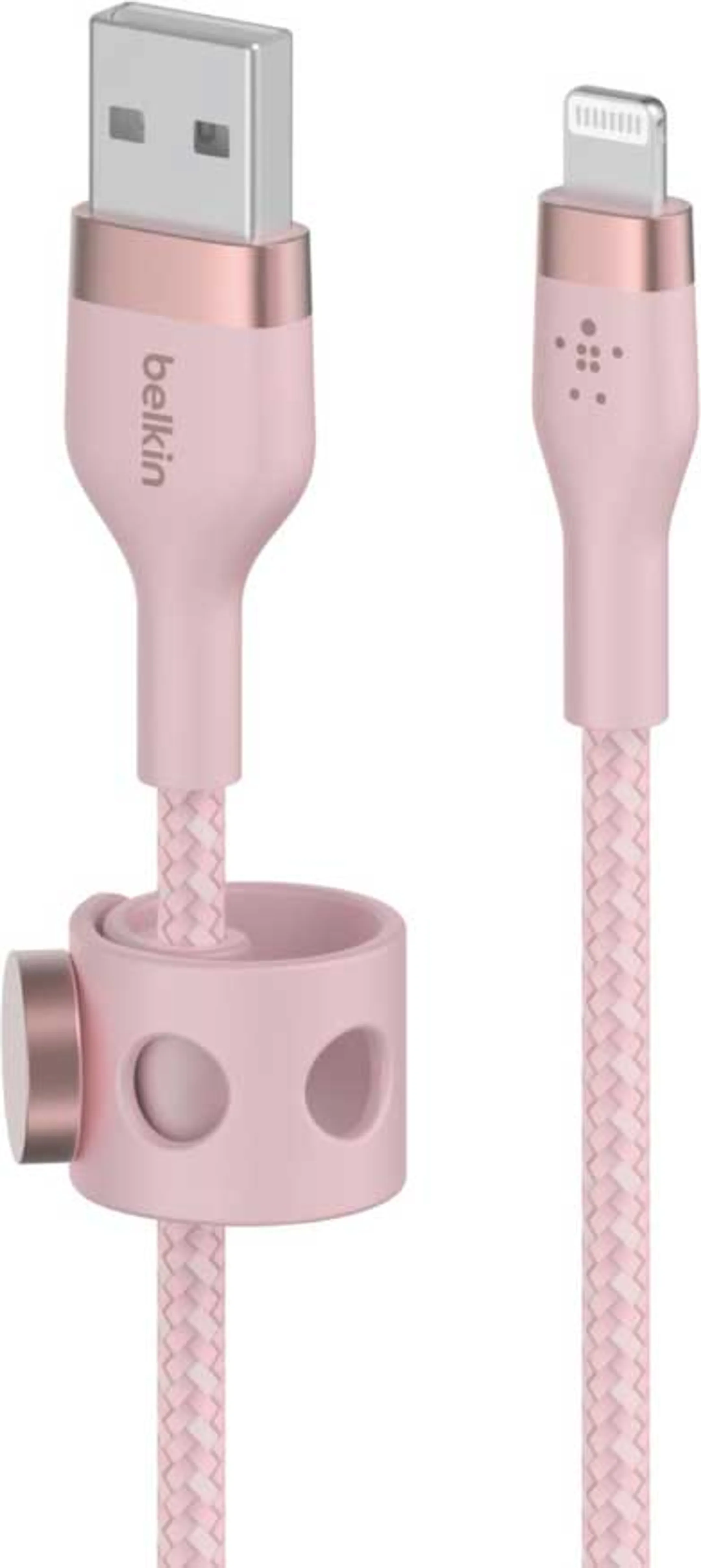 BOOST↑CHARGE™ PRO Flex dubbel gevlochten nylon Lightning naar USB A-kabel - 2 m. - Rose