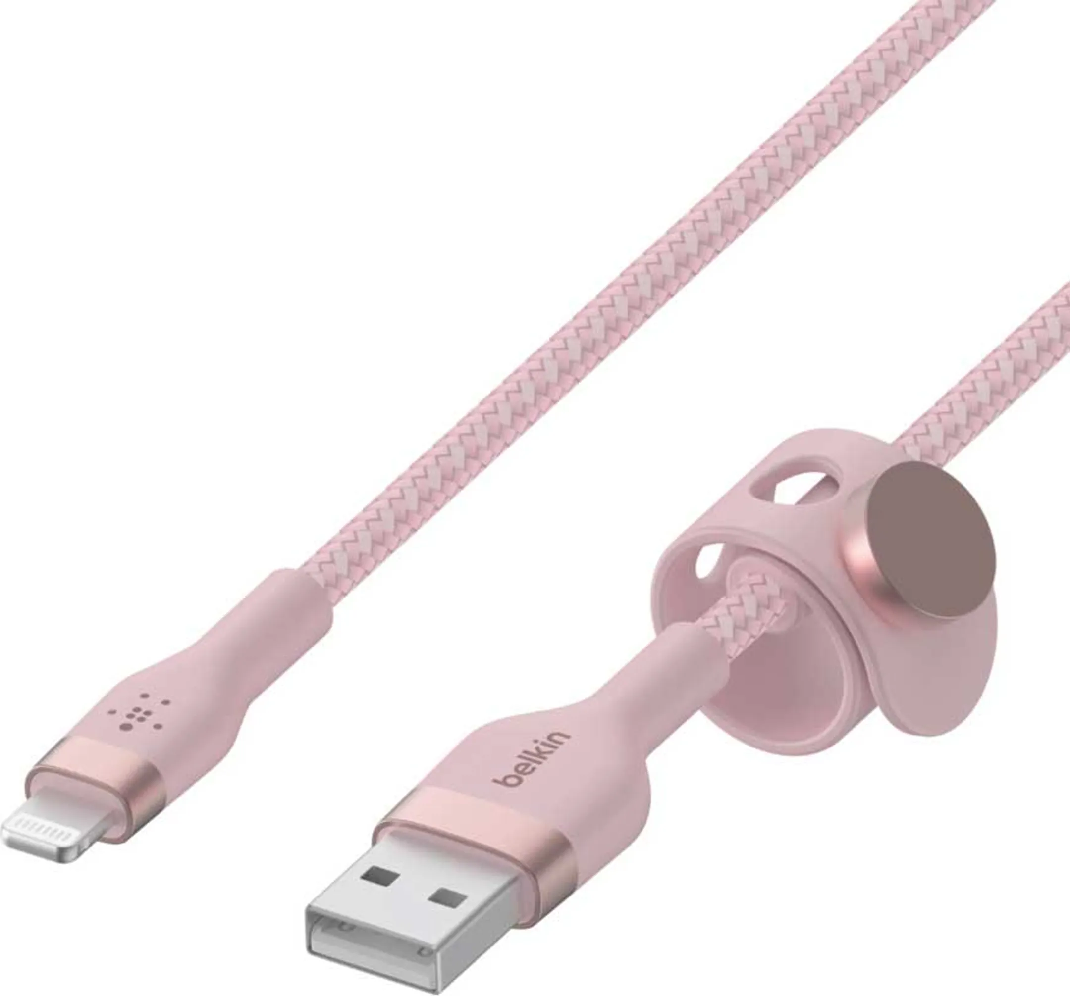 BOOST↑CHARGE™ PRO Flex dubbel gevlochten nylon Lightning naar USB A-kabel - 2 m. - Rose
