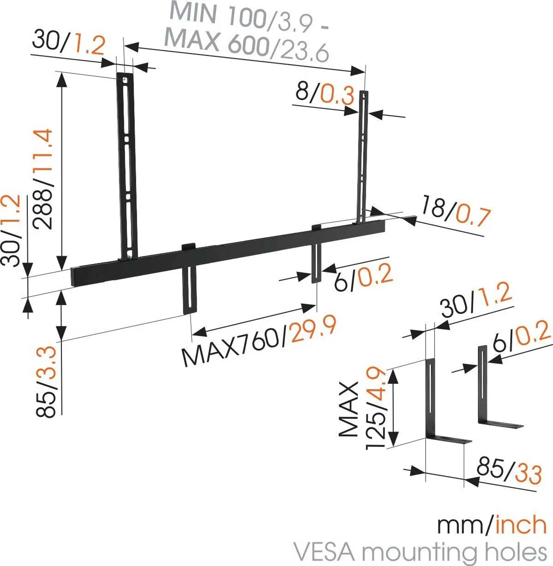 Vogels Beugel voor soundbar tot 6,5 kg - SOUND 3550 image