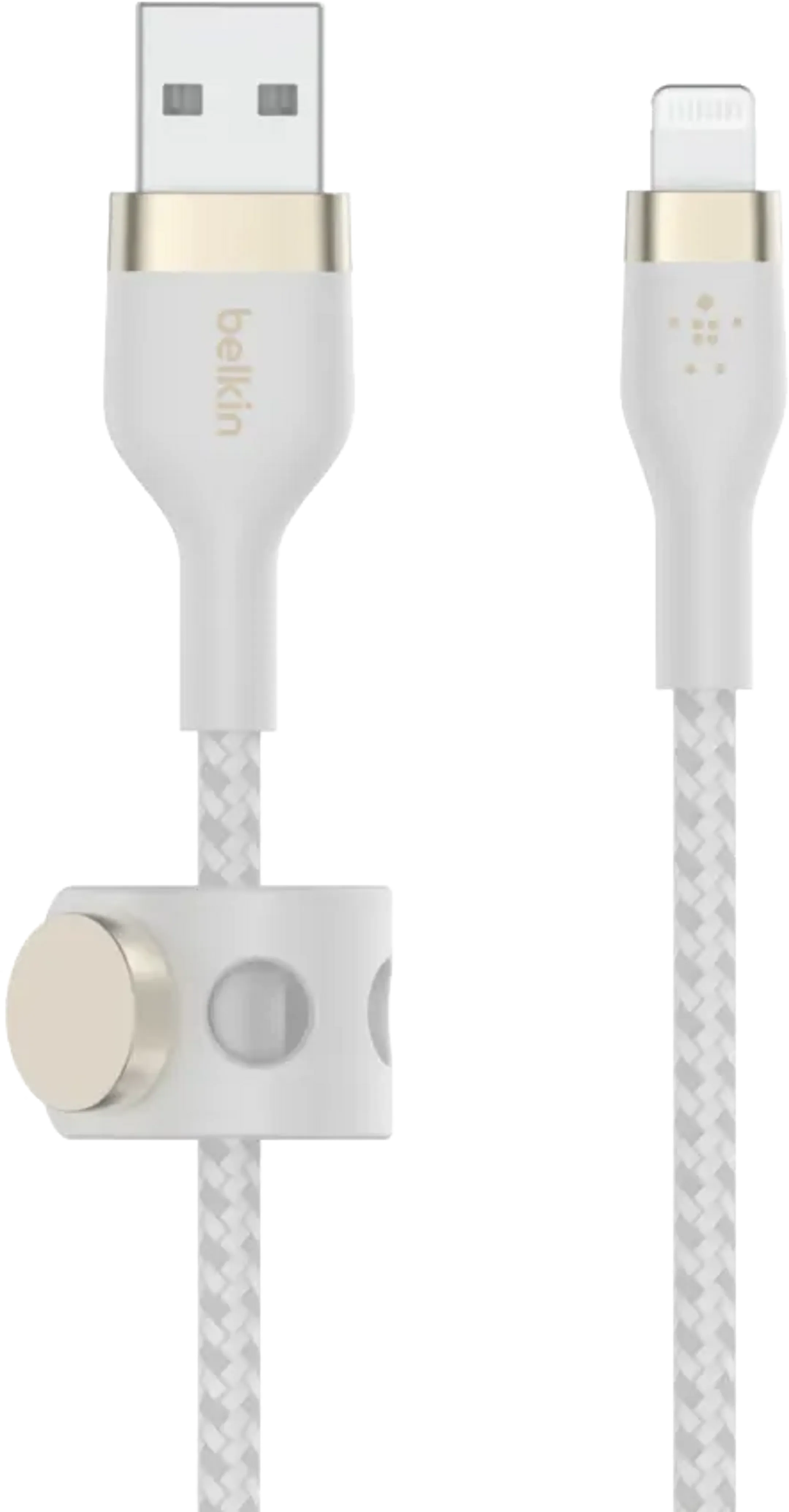 BOOST↑CHARGE™ PRO Flex dubbel gevlochten nylon Lightning naar USB A-kabel - 1 m. - Wit