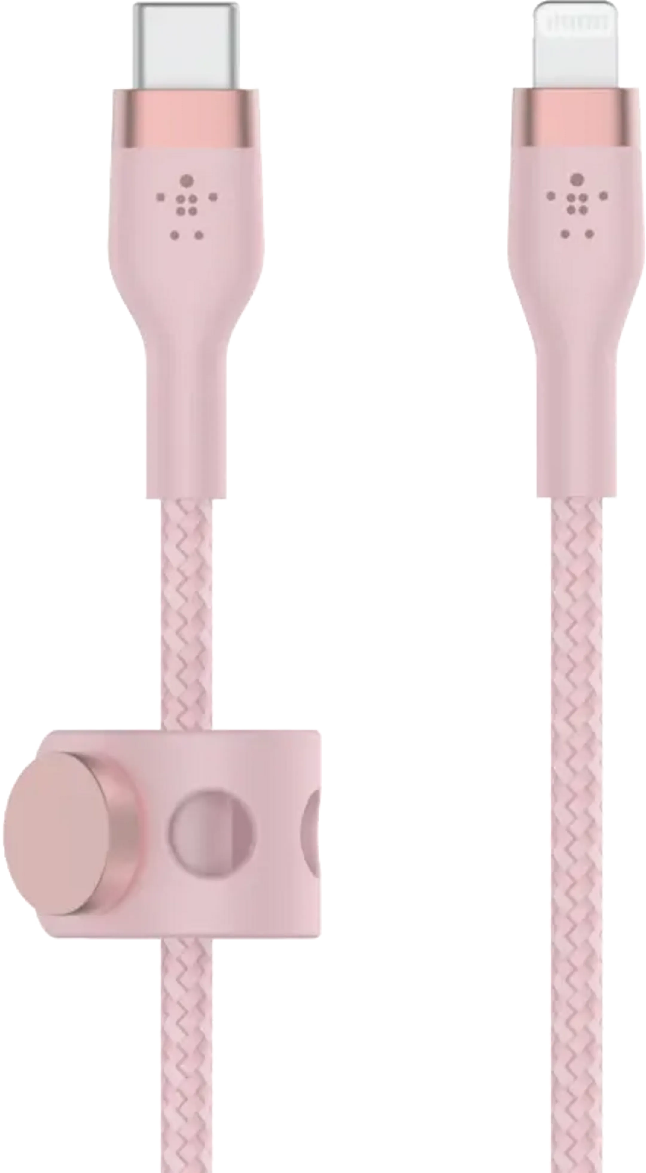 BOOST↑CHARGE™ PRO Flex dubbel gevlochten nylon Lightning naar USB C-kabel - 2 m. - Rose