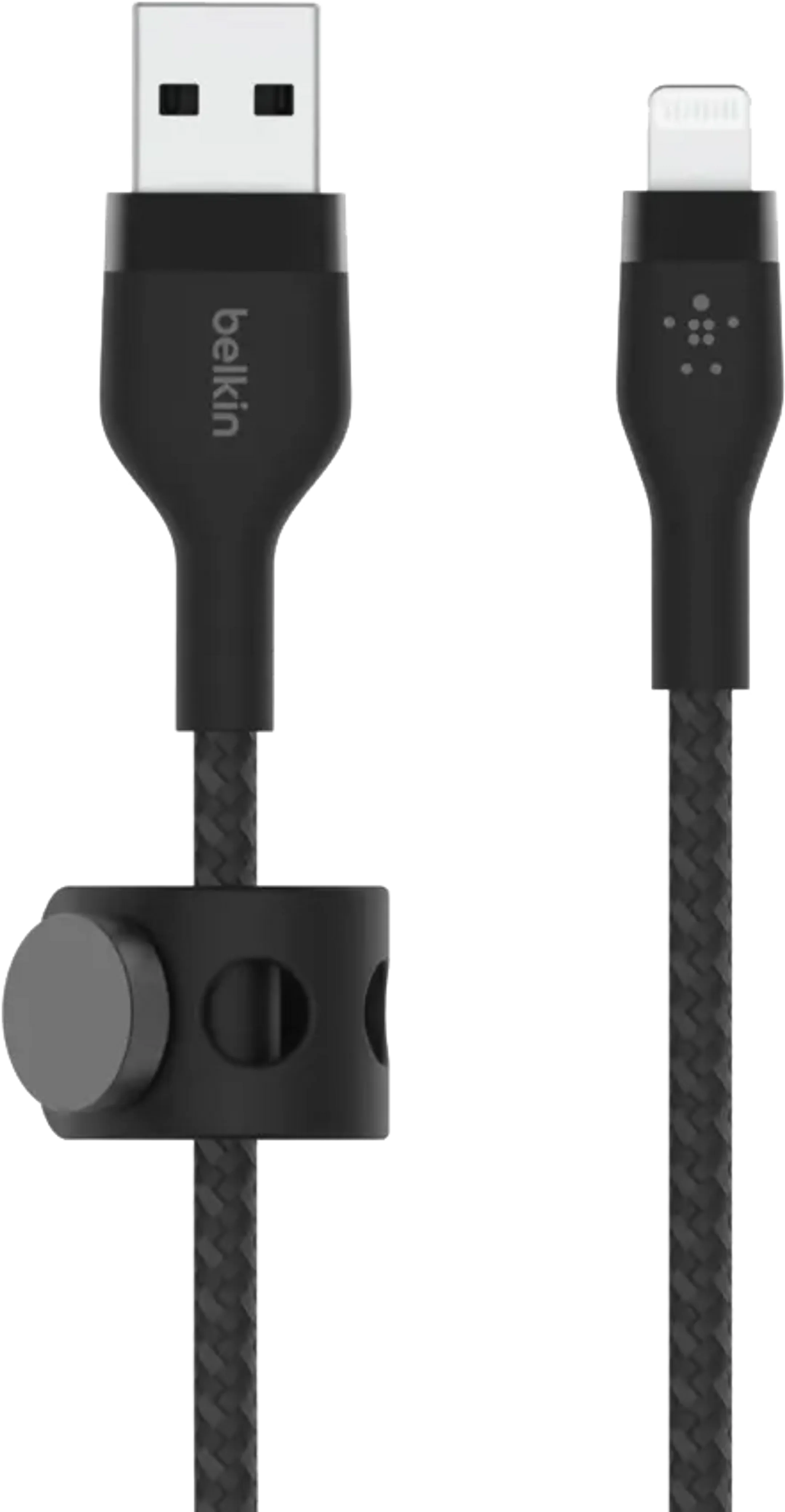 BOOST↑CHARGE™ PRO Flex dubbel gevlochten nylon Lightning naar USB A-kabel - 2 m. - Zwart