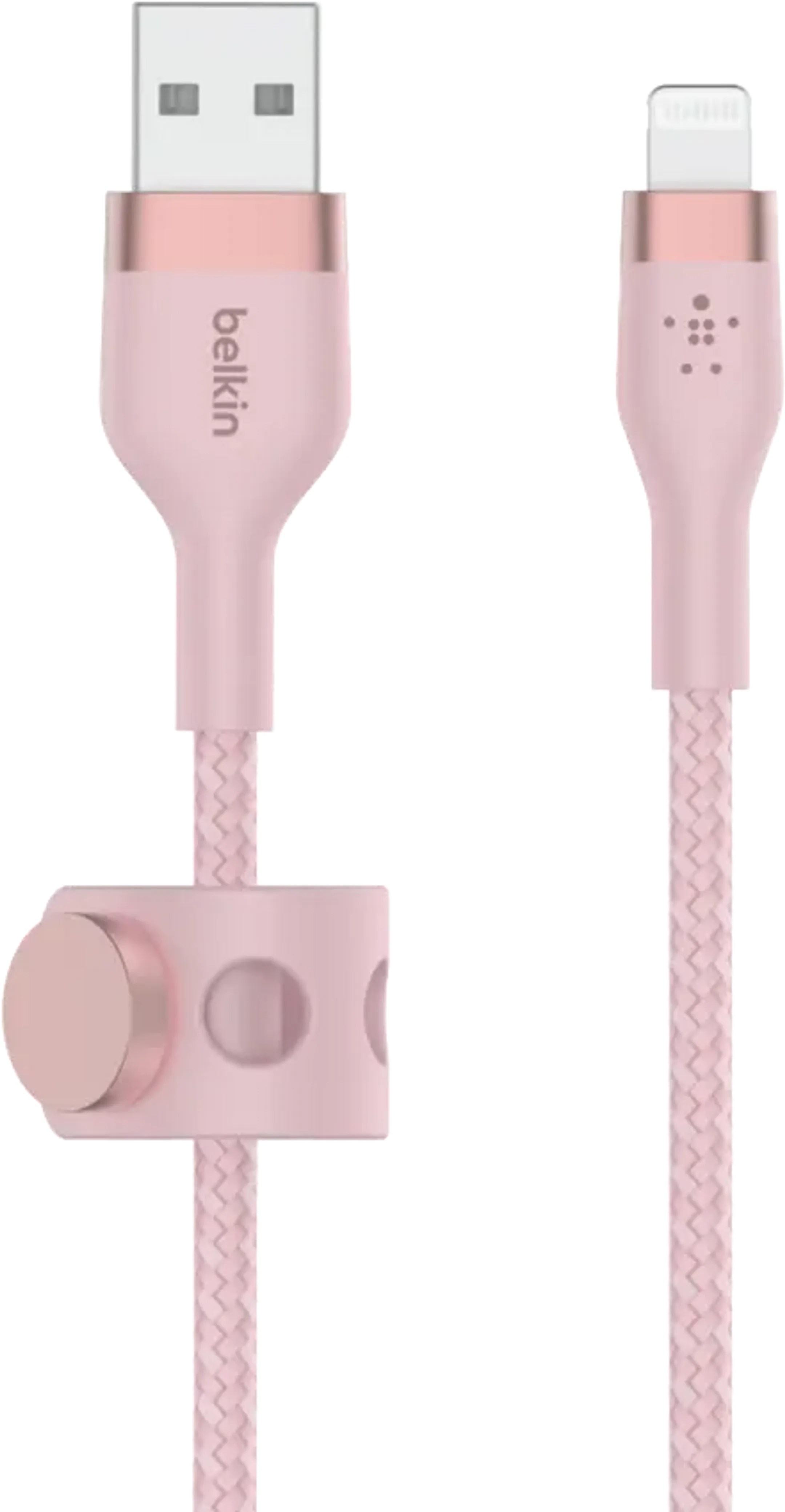 BOOST↑CHARGE™ PRO Flex dubbel gevlochten nylon Lightning naar USB A-kabel - 2 m. - Rose