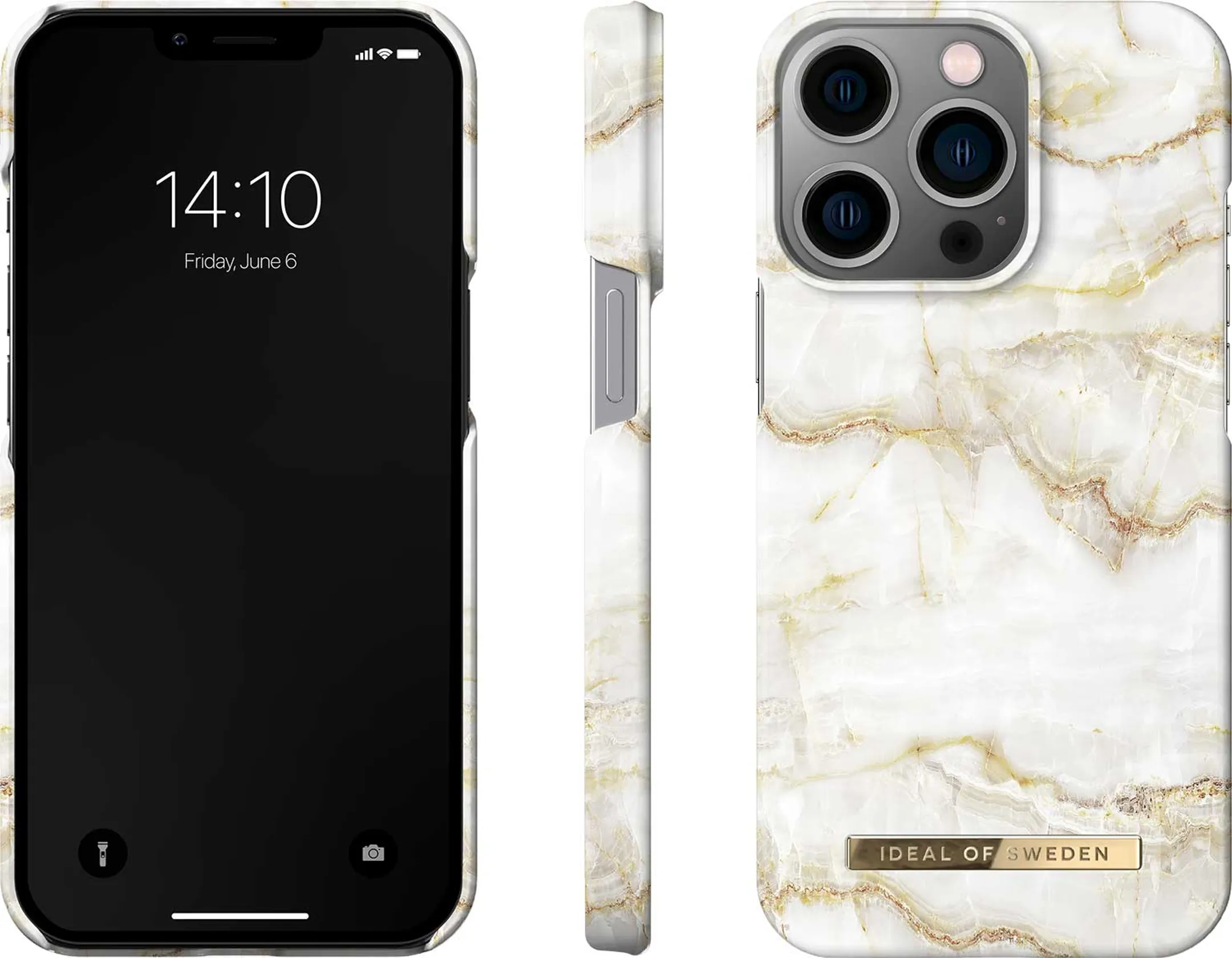 iDeal of Sweden Backcover voor iPhone 13 Pro - Golden Pearl Marble image