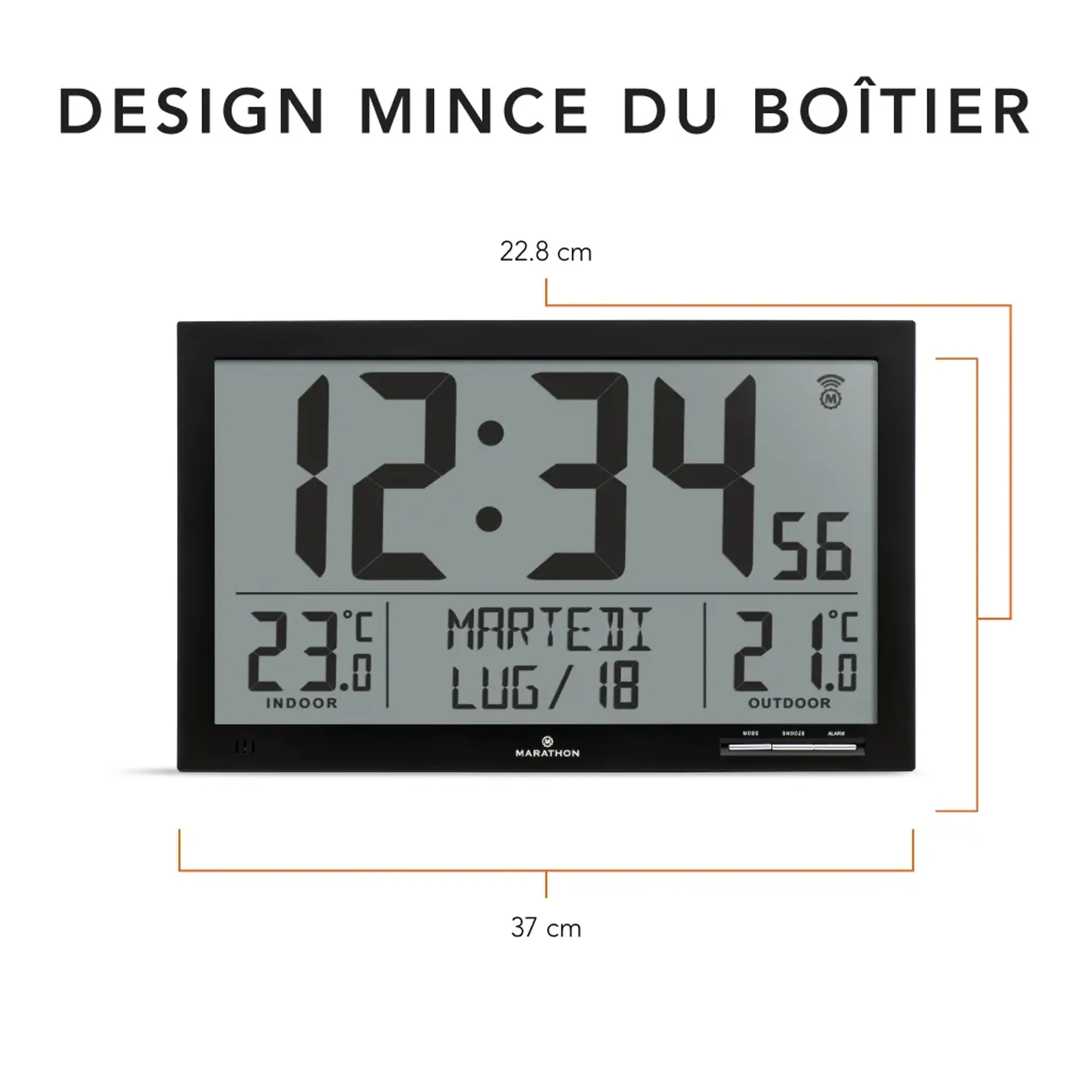 Marathon Horloge murale avec affichage de la température et de la date - Denver image