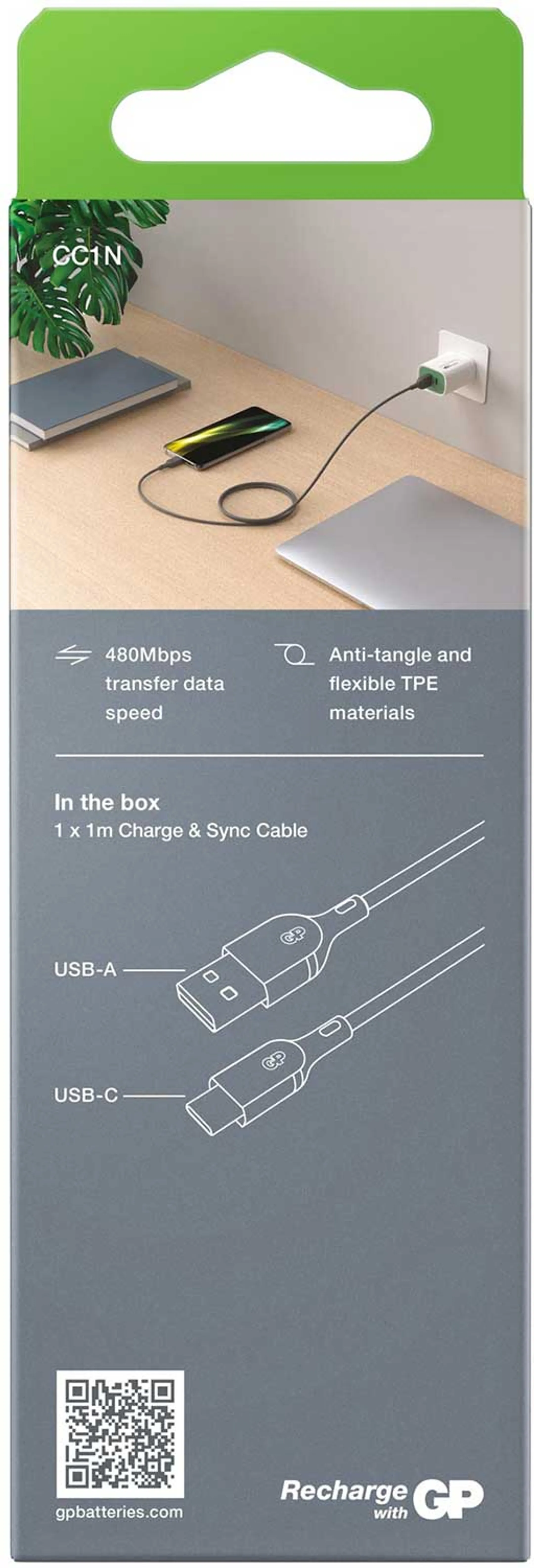 GP USB C naar USB A-kabel - 1 m - CC1N image