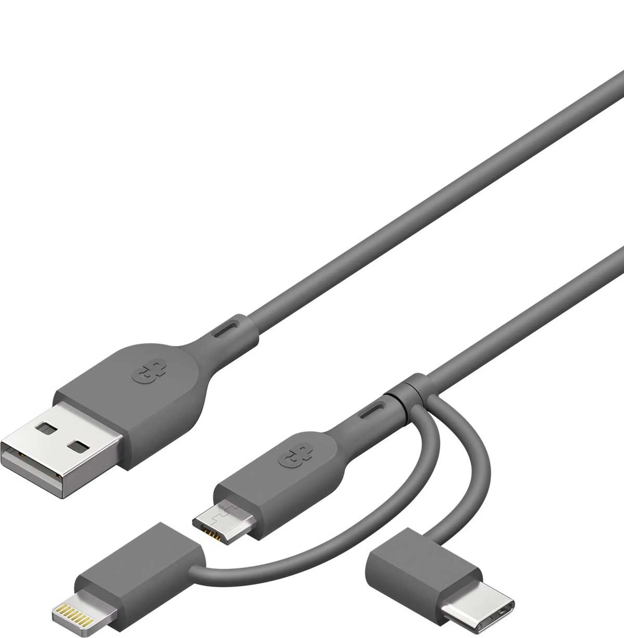 GP Lightning, USB C en micro USB naar USB A-kabel - 1 m - CY1N image
