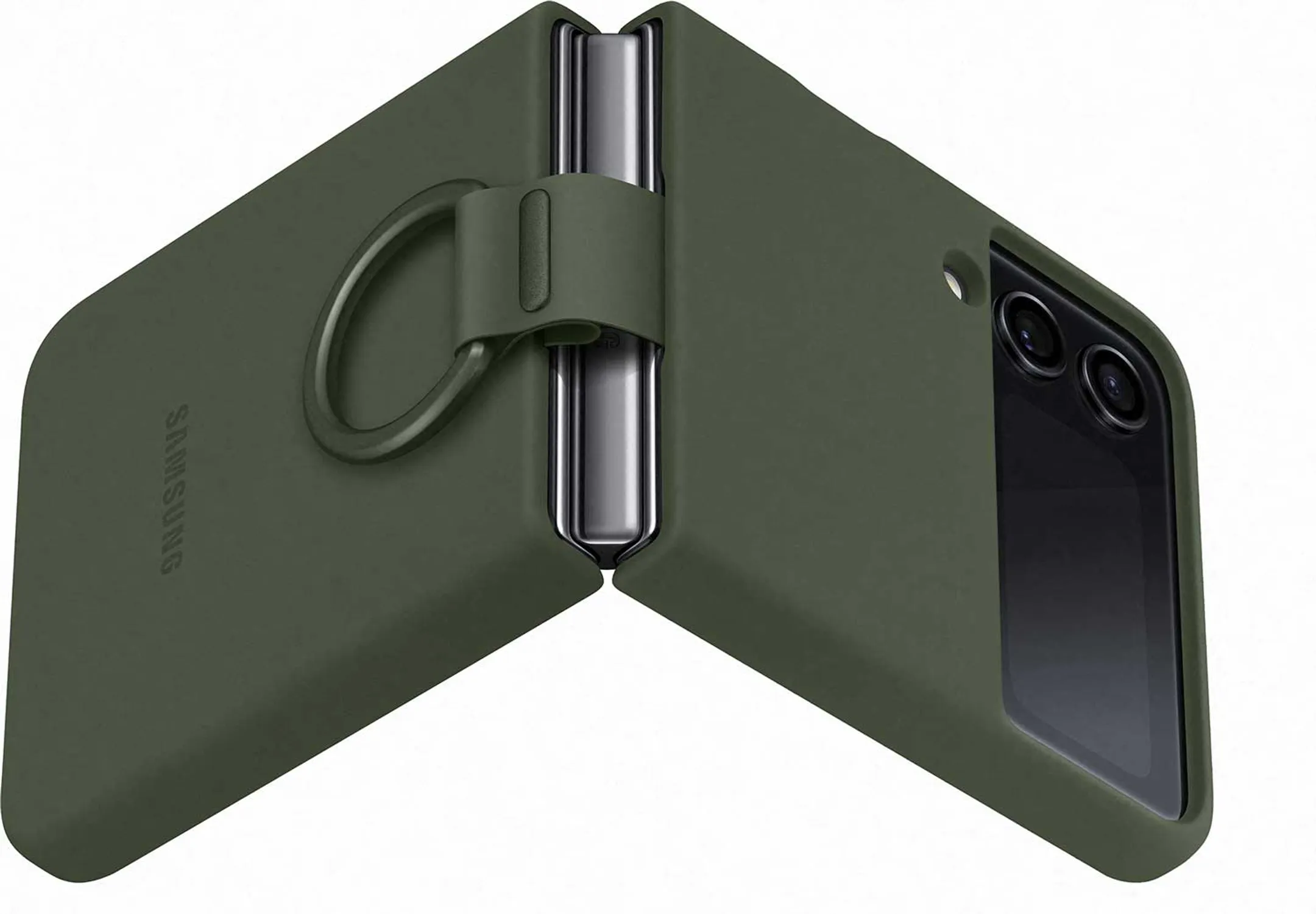 Samsung Silicone Cover met Ring voor Galaxy Z Flip4 - Kaki image
