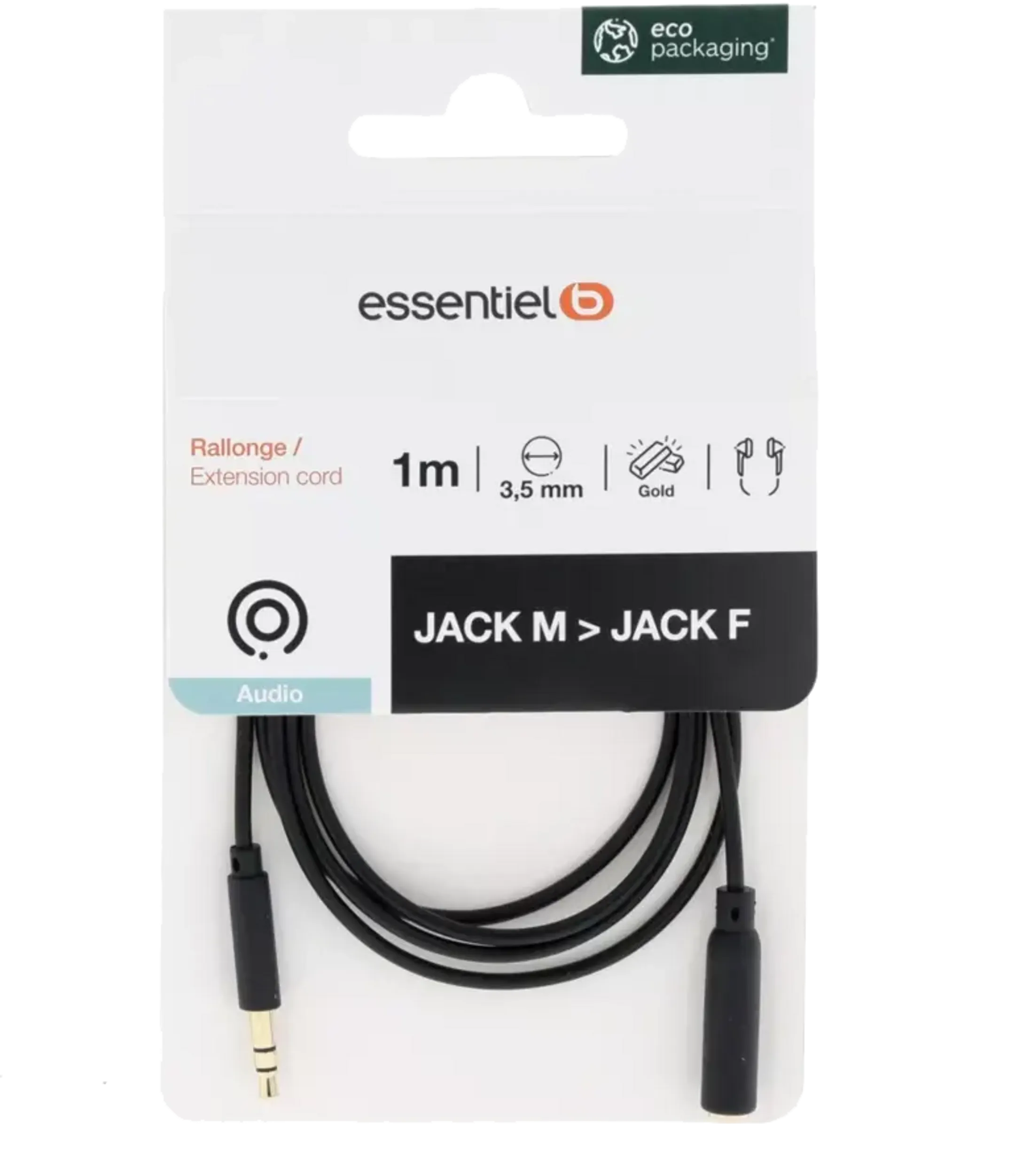 Essentiel-B Jack 3,5mm (Male) naar Jack 3,5mm (Female)-adapter - 1m image