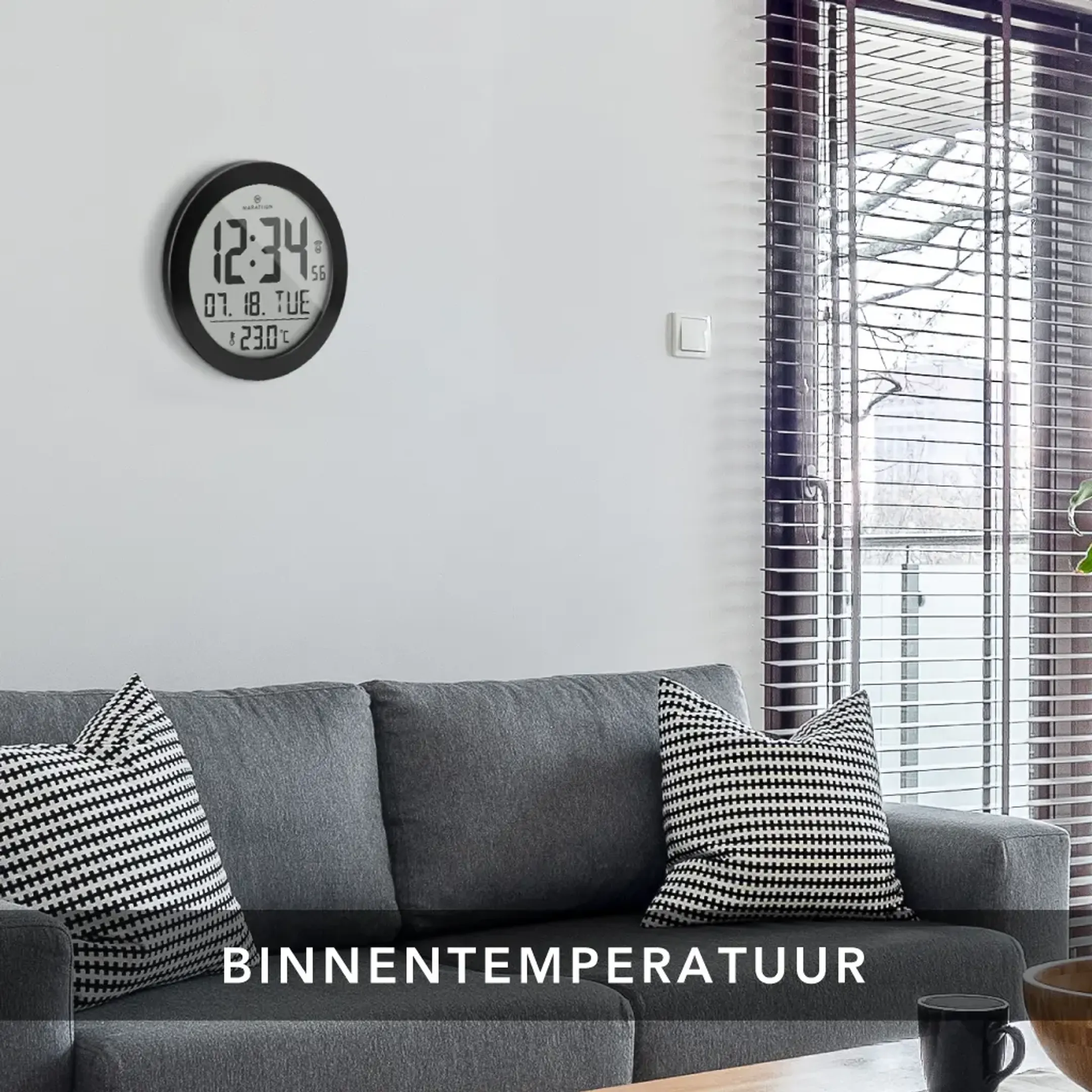 Marathon Wandklok met temperatuur- en datumweergave - Miami image