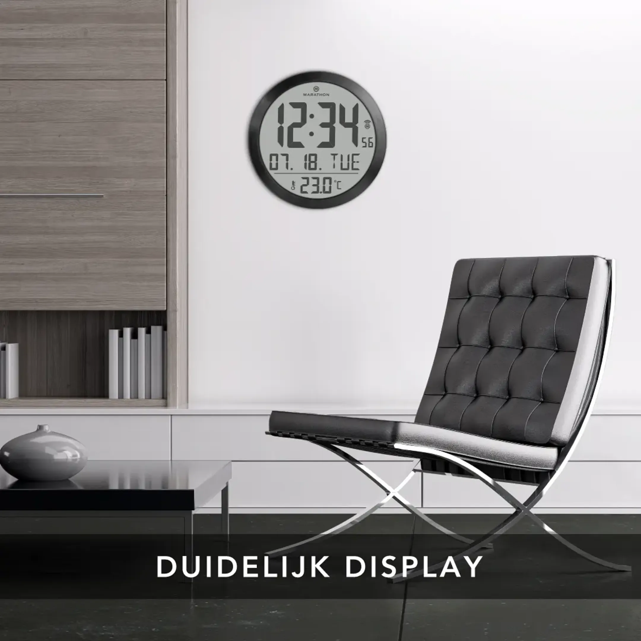 Marathon Wandklok met temperatuur- en datumweergave - Miami image