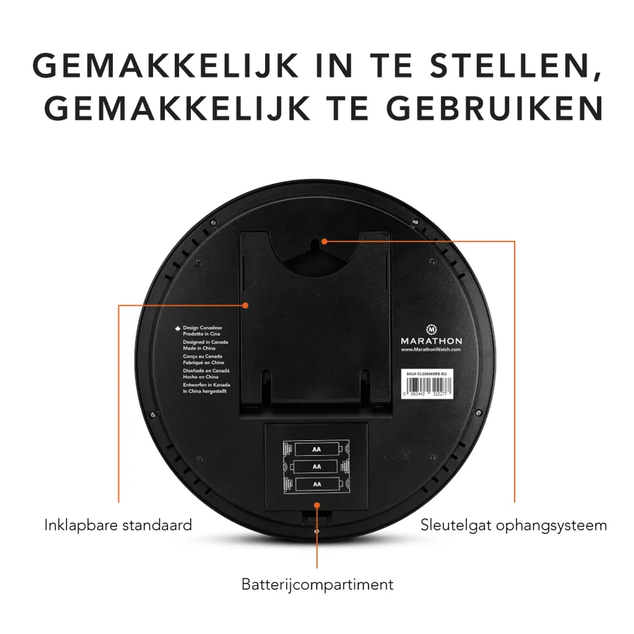 Marathon Wandklok met temperatuur- en datumweergave - Miami image