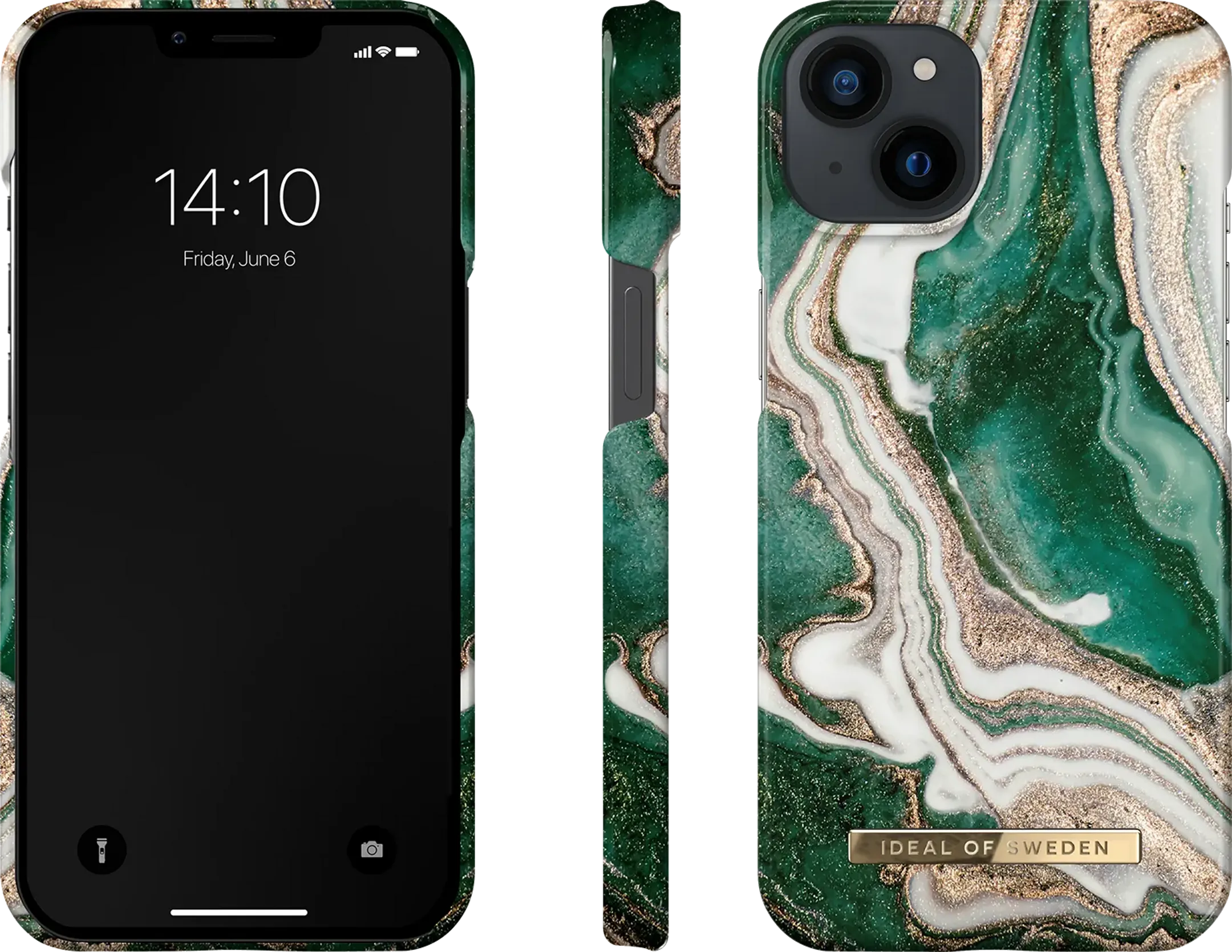 iDeal of Sweden Backcover voor iPhone 14 - Golden Jade Marble image