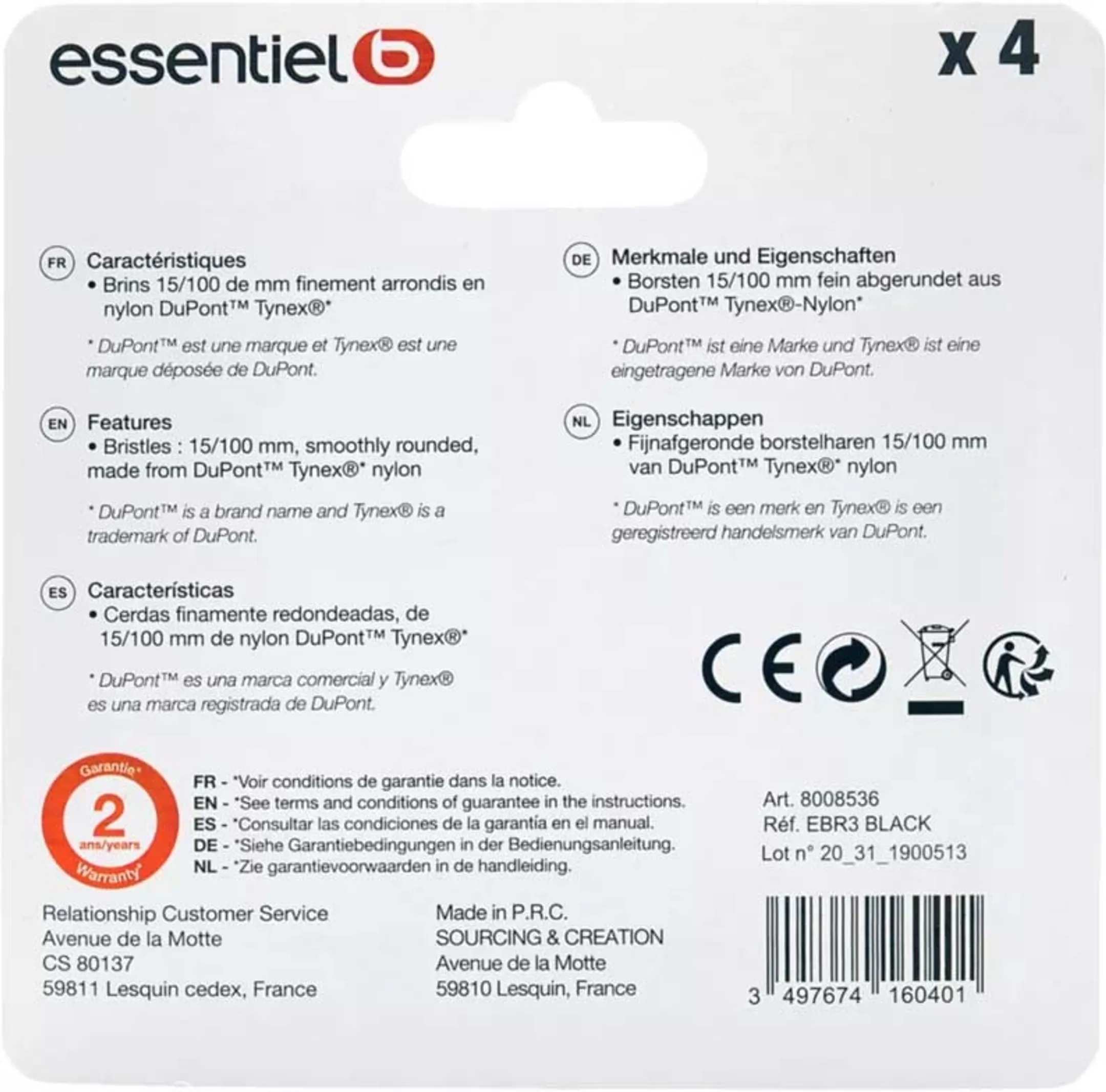 Essentiel-B Opzetborstel 4 stuks zwart voor Pulse Lux image