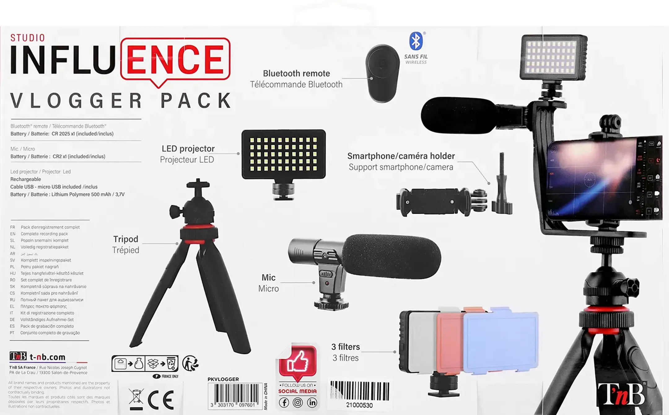 TnB Vloggerskit - mini statief met micro en LED-licht image