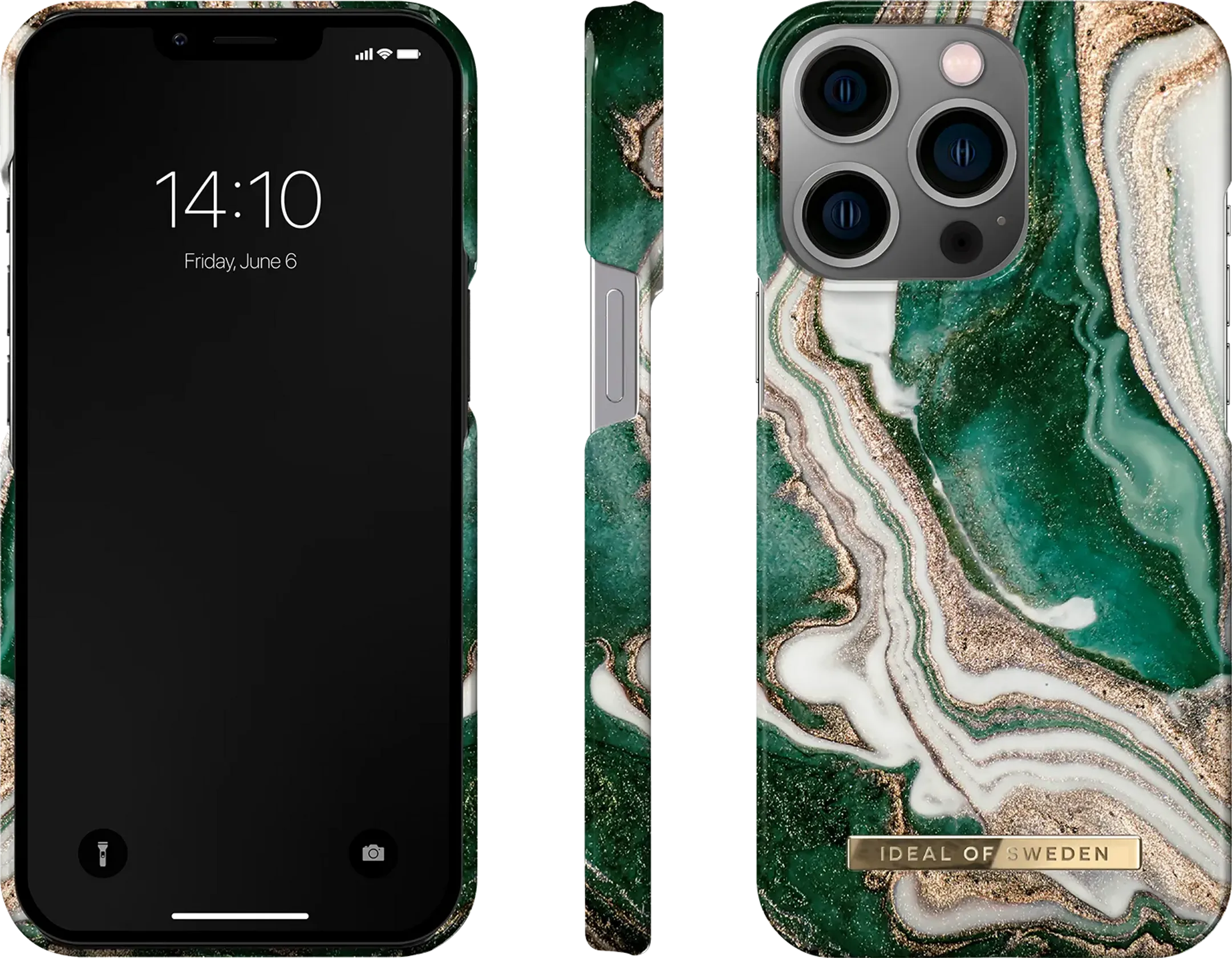 iDeal of Sweden Coque pour iPhone 14 Pro - Golden Jade Marble image