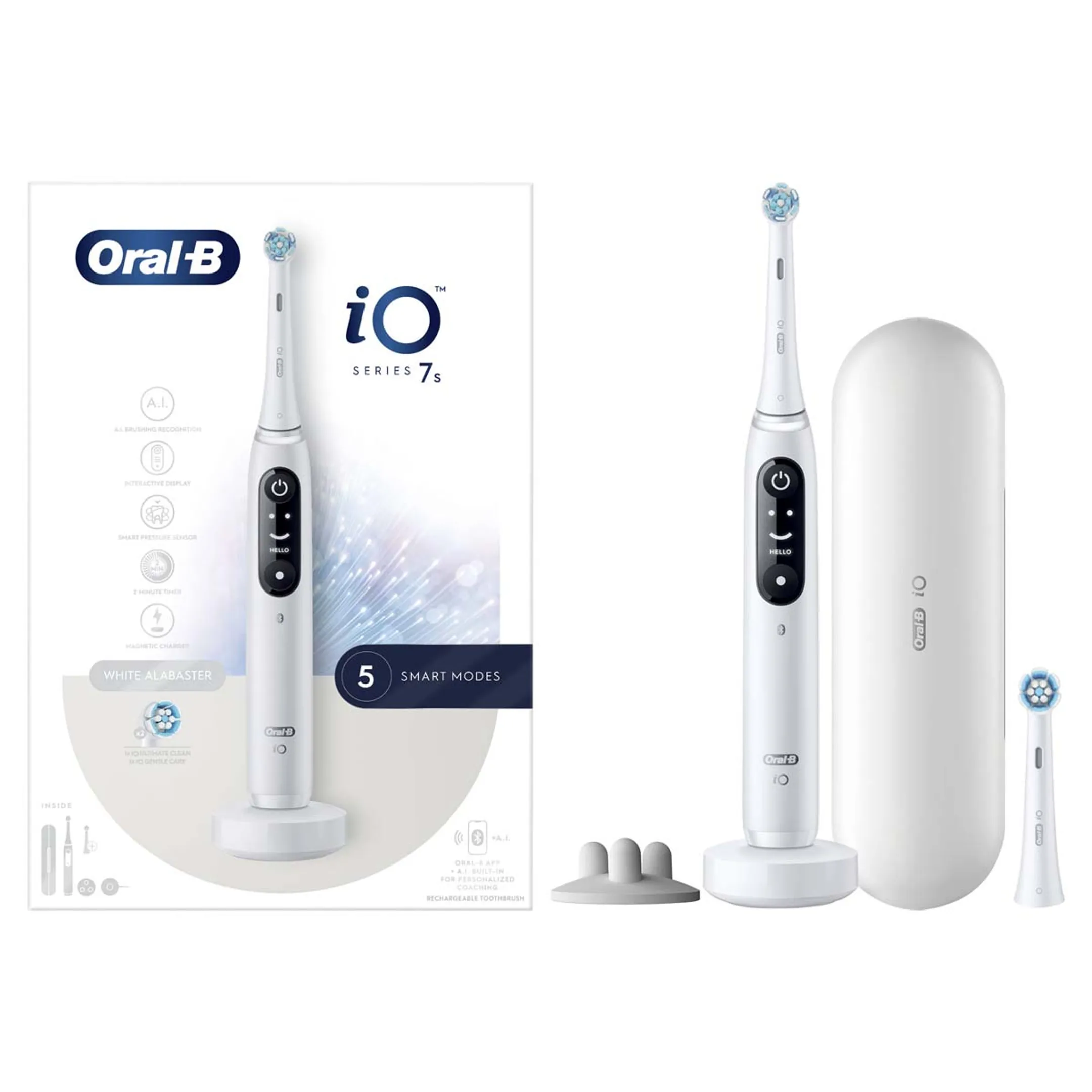 Oral-B Brosse à dents électrique IO7S WHITE ALAB (+1 REFILL) image
