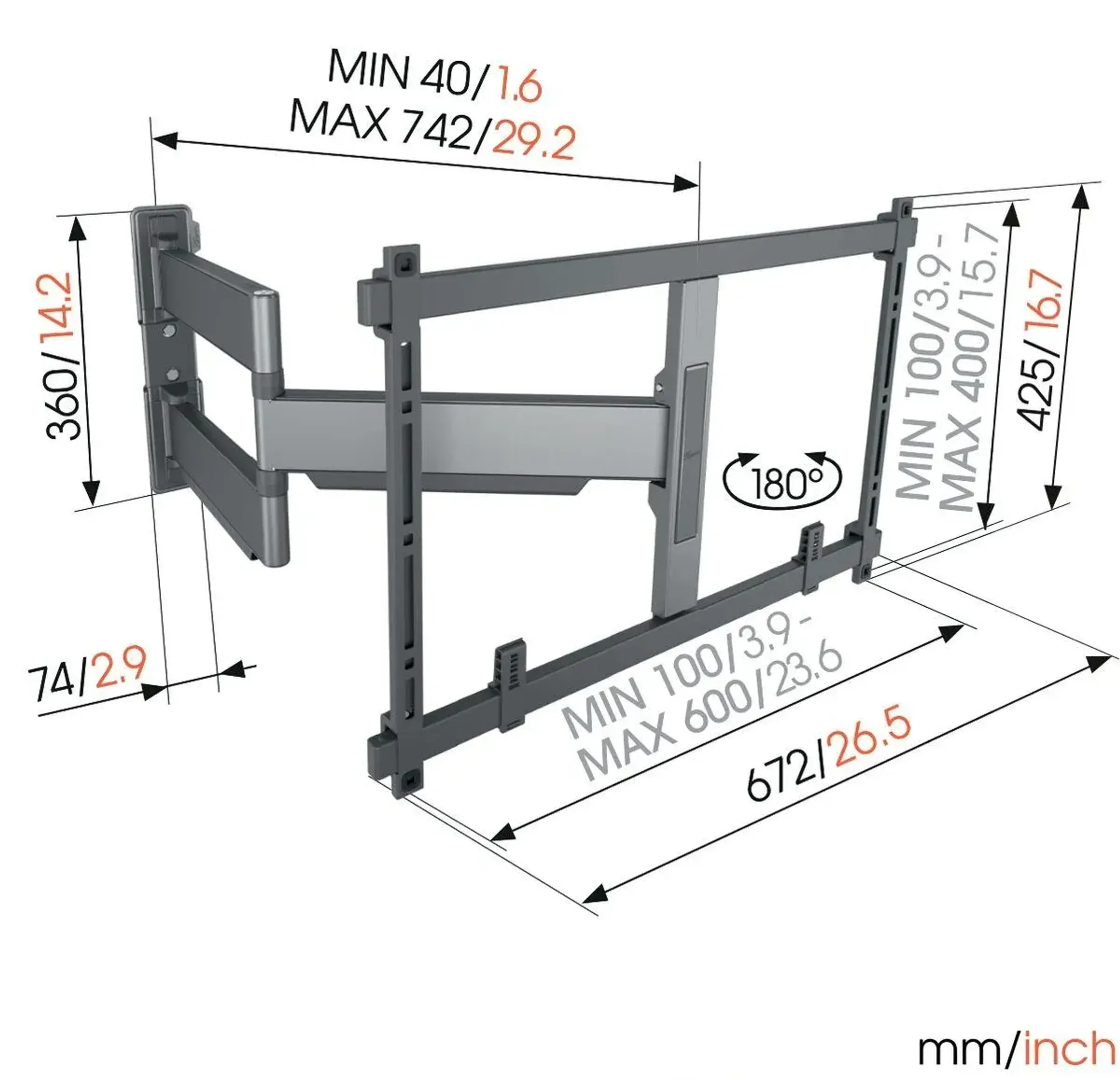 Vogels Support TV orientable TVM 5845 55" à 100" - Gris image