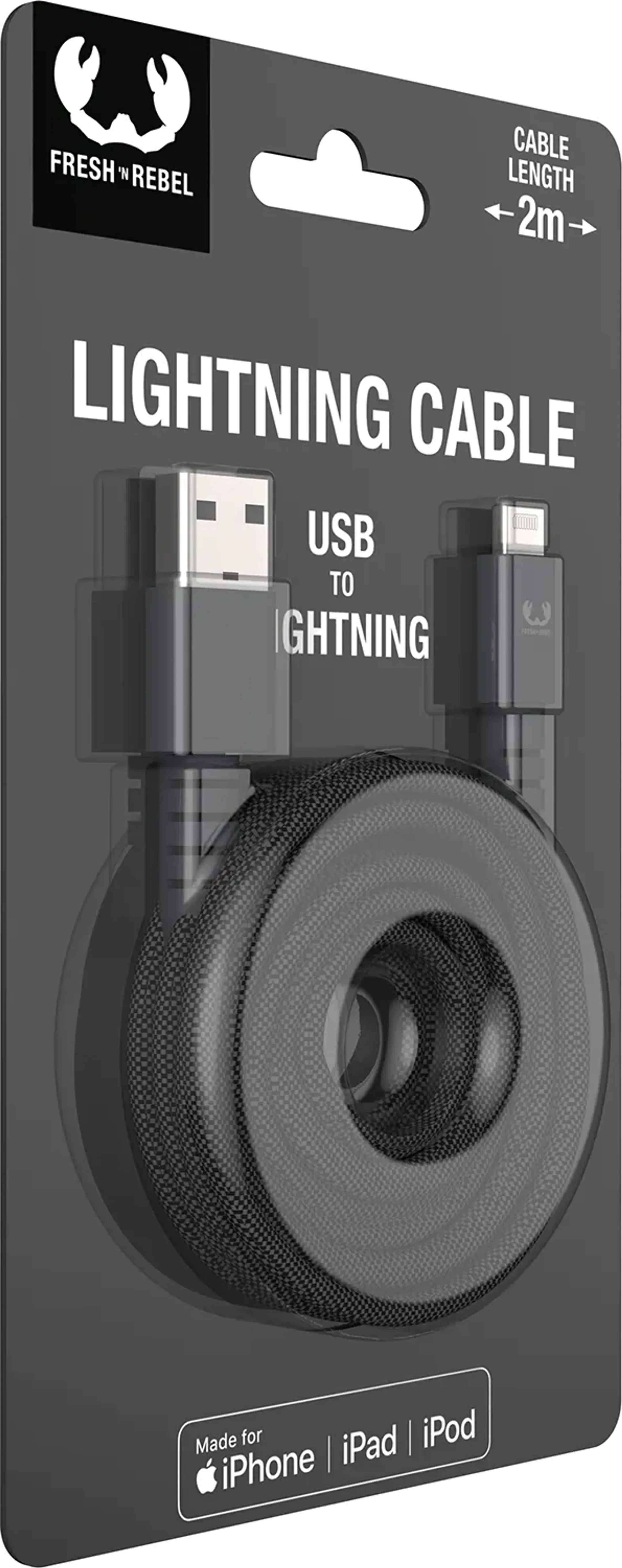 Fresh 'n Rebel Câble Lightning vers USB A - 2 m. - Storm Grey image