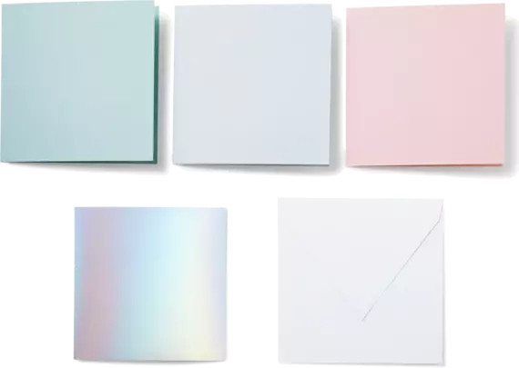 Set van 14 S40 kaarten in pastelkleuren - 12,1 x 12,1 cm