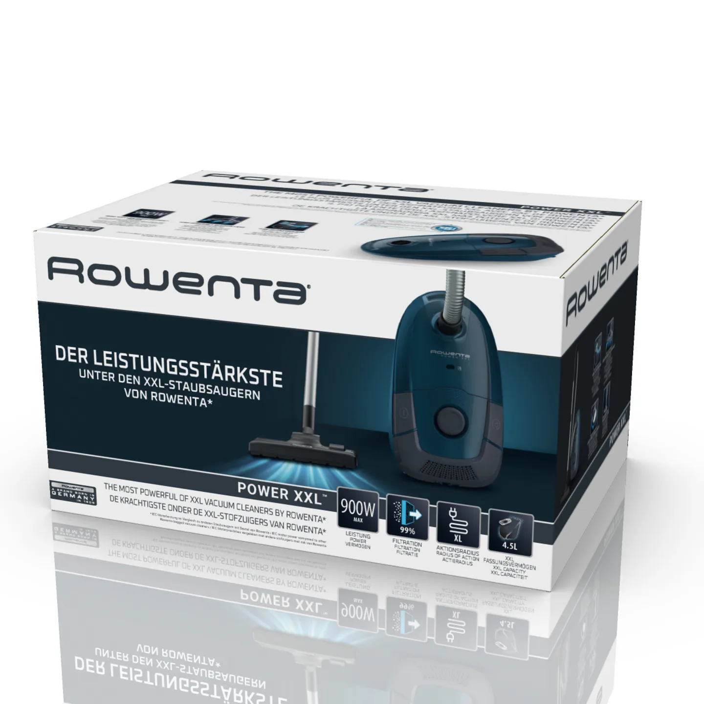 Rowenta RO3126 Power XXL Aspirateur Traîneau Avec Sac - Bleu Foncé/Gris - Puissant Et Grand Capacité