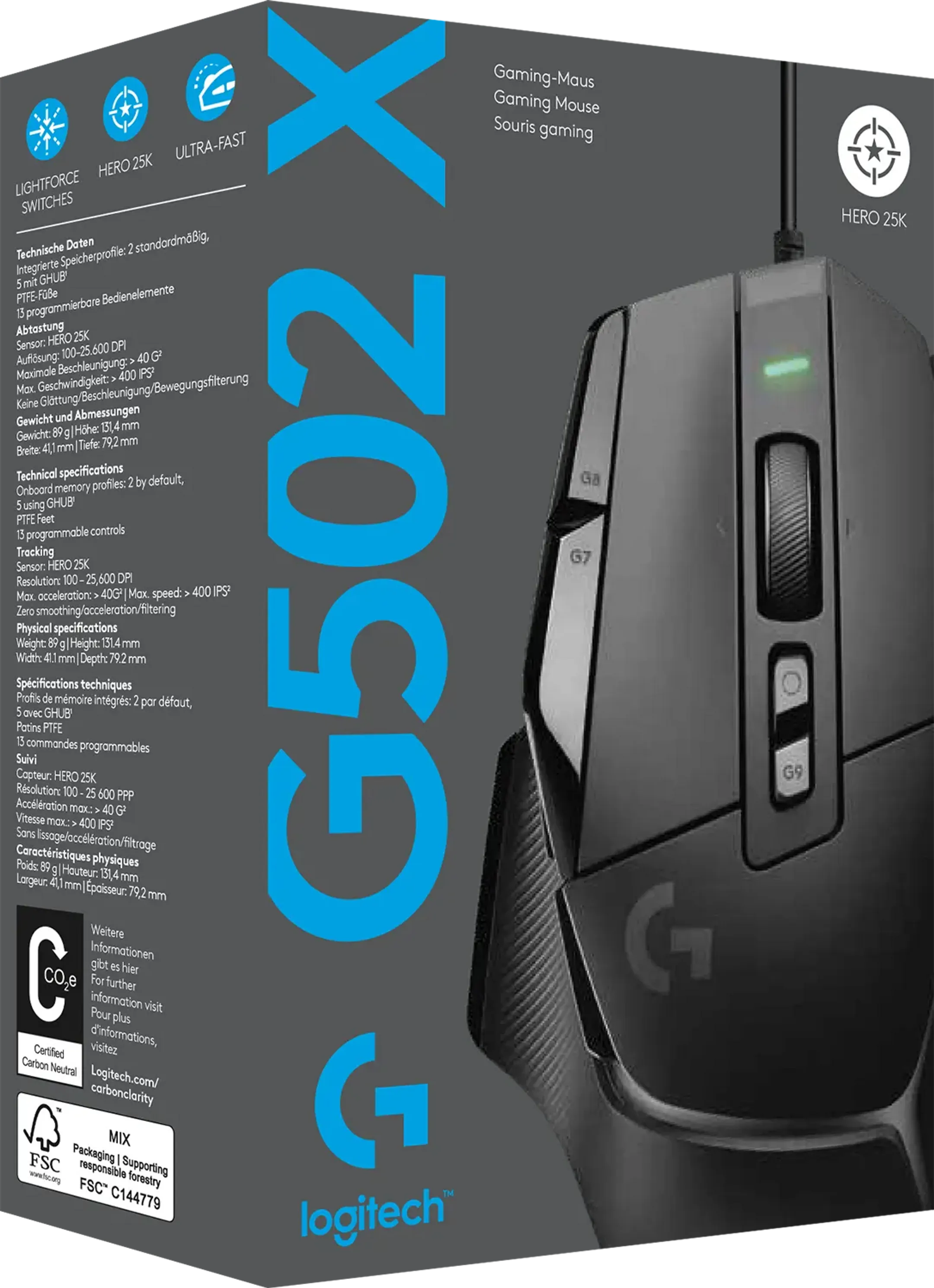 Logitech G G502 X bedrade gaming muis image