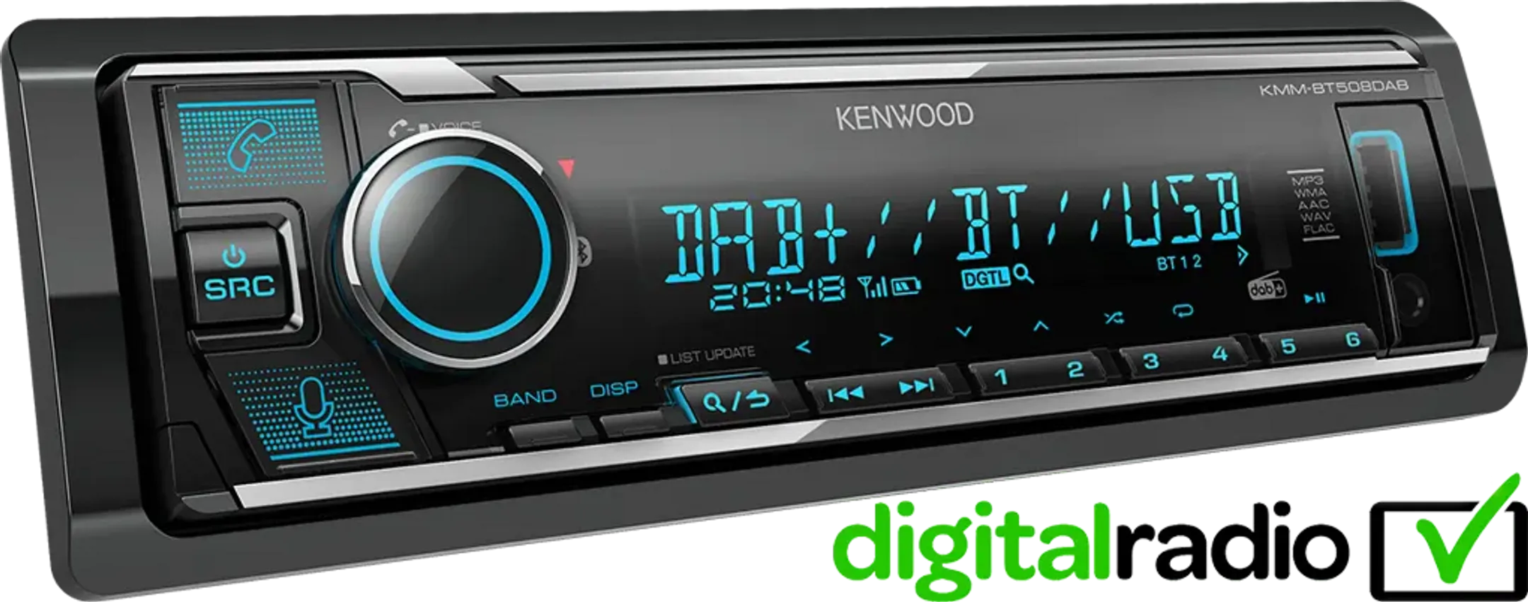 Kenwood Autoradio avec DAB+ et support assistant vocal - KMM-BT508DAB image