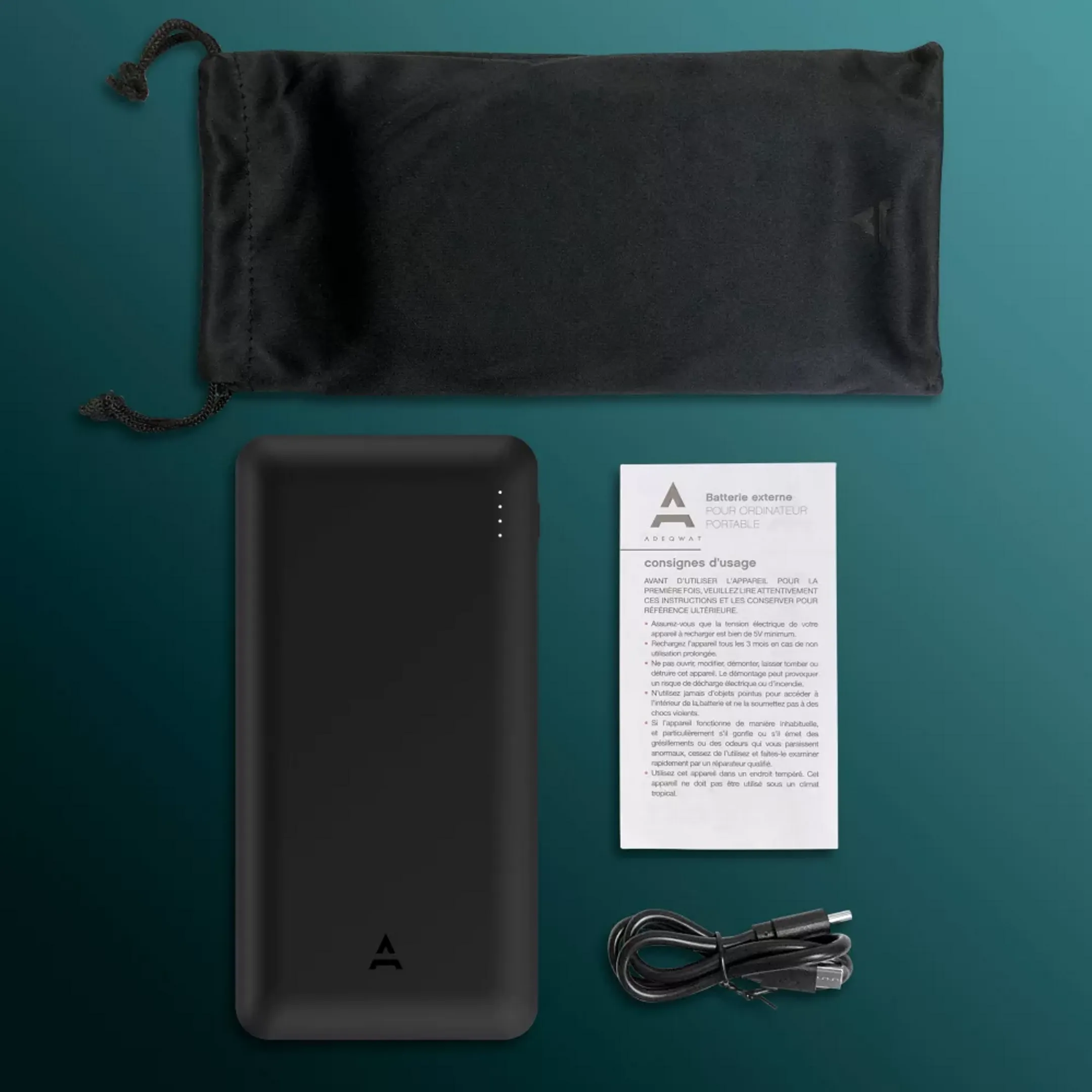 Adeqwat Power Bank Power Delivery 60 W 20.000 mAh - Zwart image