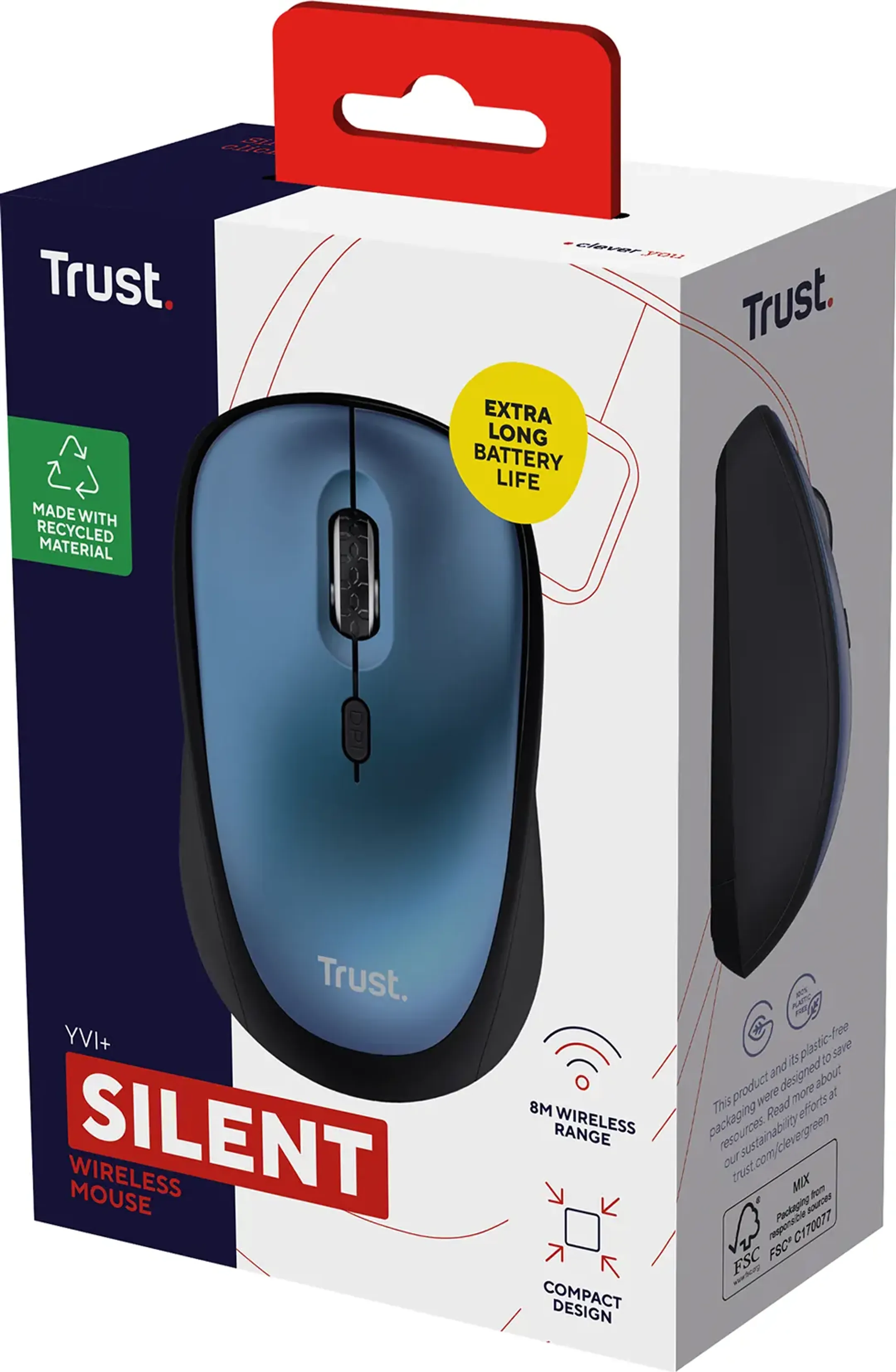 Trust Souris sans fil silencieuse Yvi+ - Bleu image