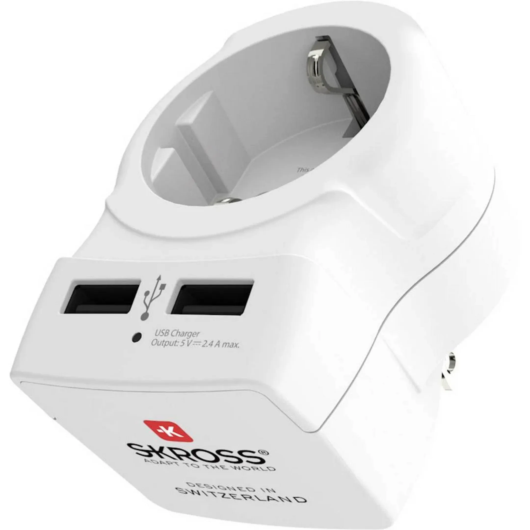 Skross Adaptateur de voyage européenne avec connexion États-Unis + 2 ports USB image