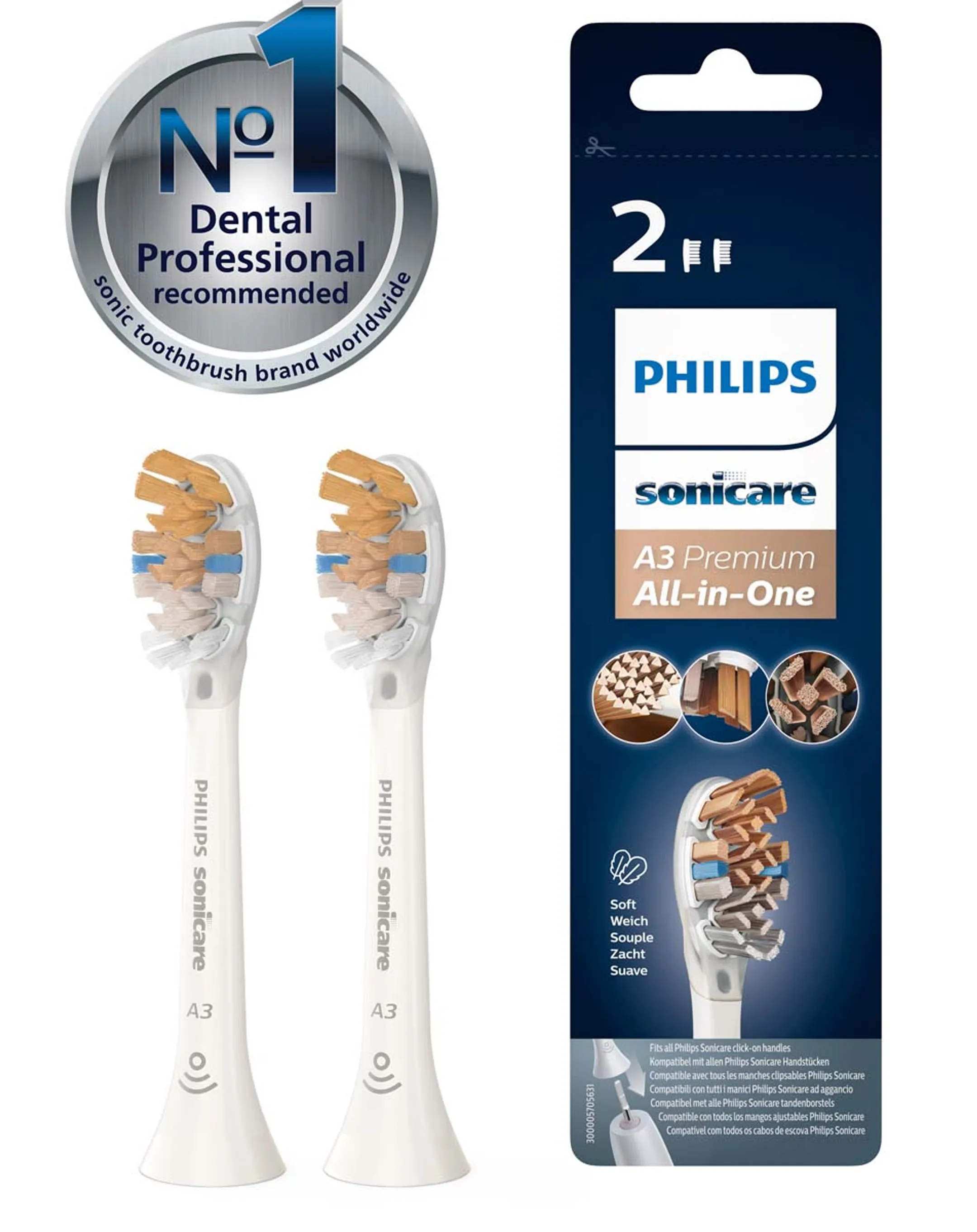 Tête de brosse à dents Sonicare HX9092/10 Premium All-in-One A3