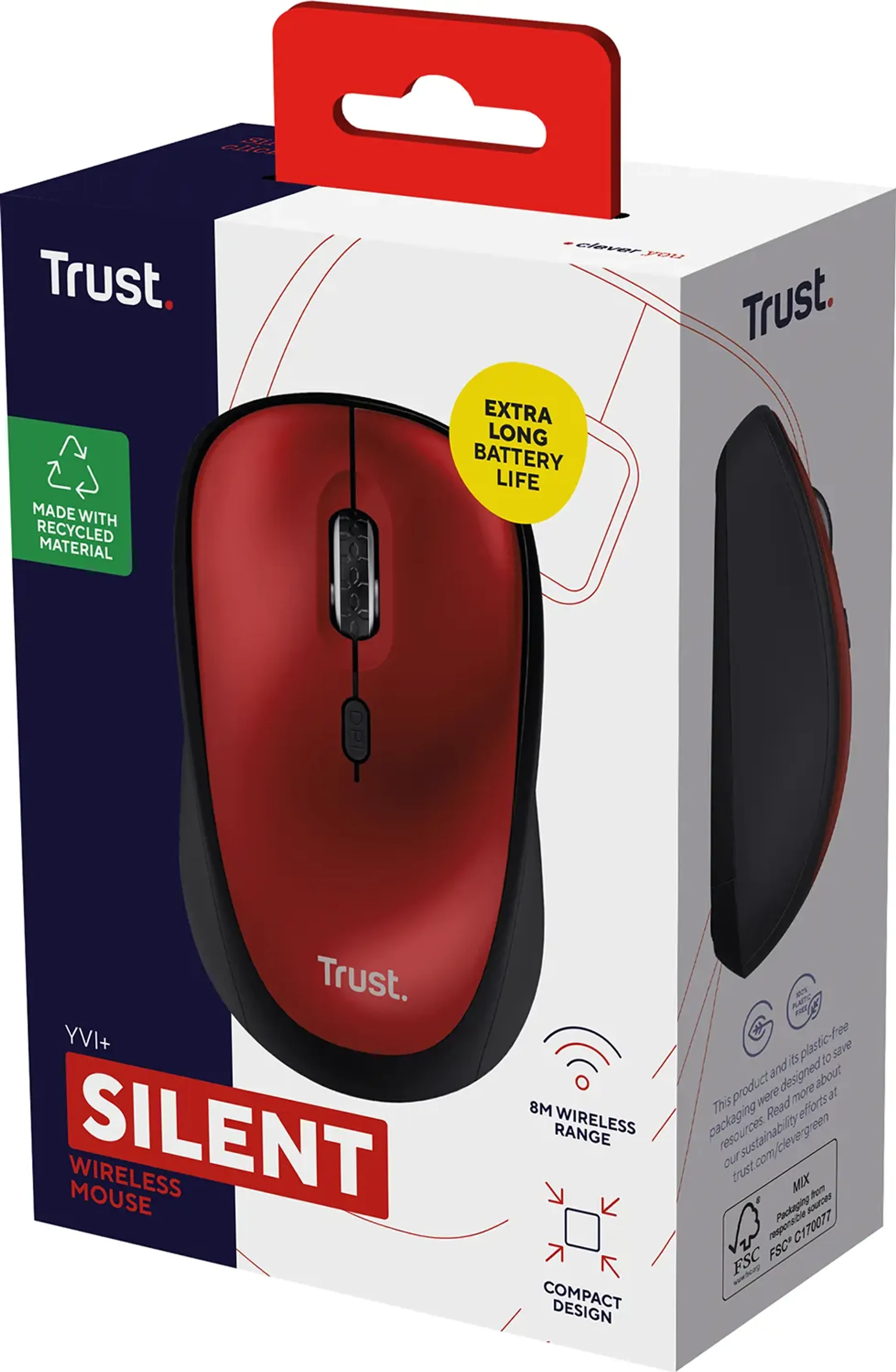 Trust Souris sans fil silencieuse - Rouge image