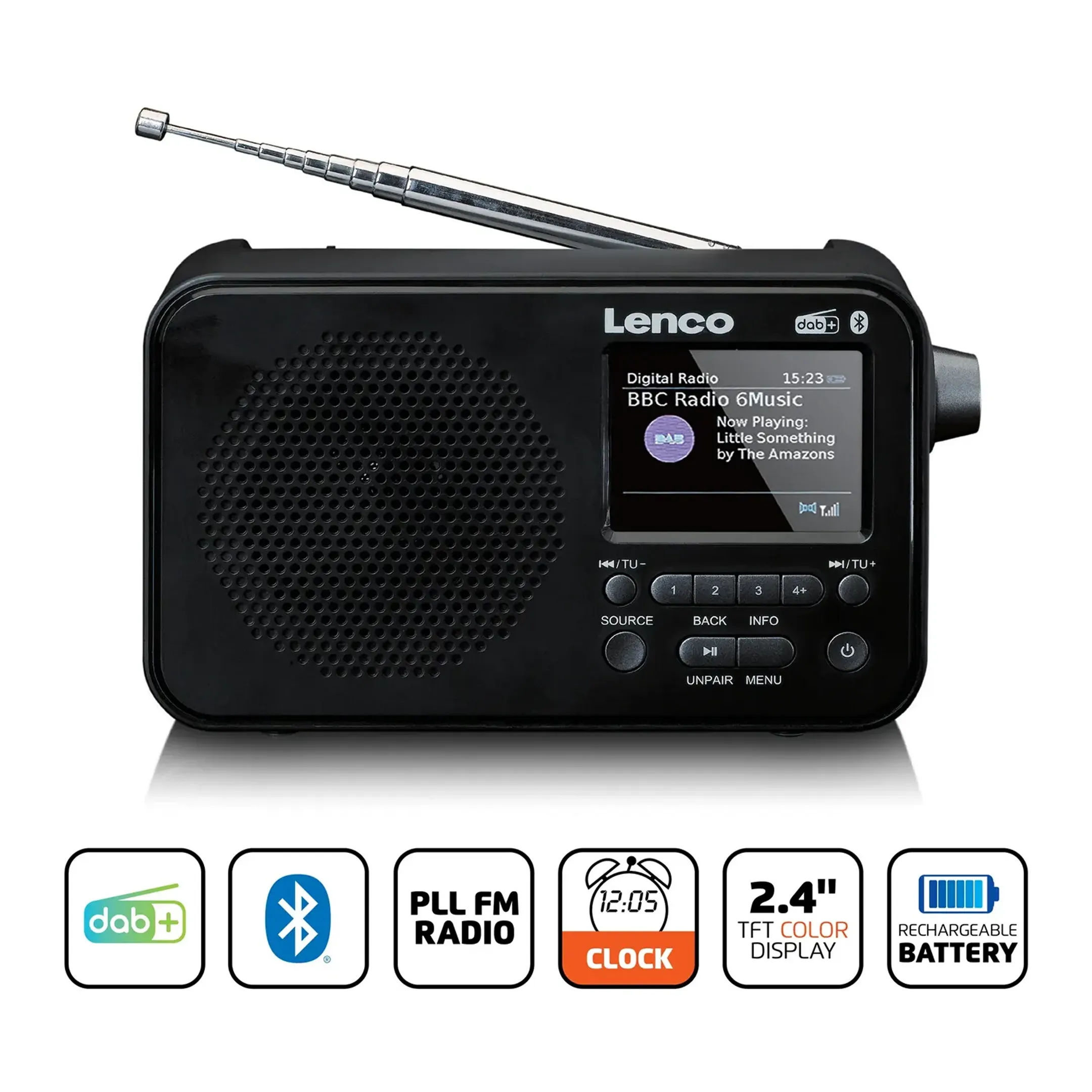 Lenco Radio DAB+ compacte - PDR-035BK - Noir image