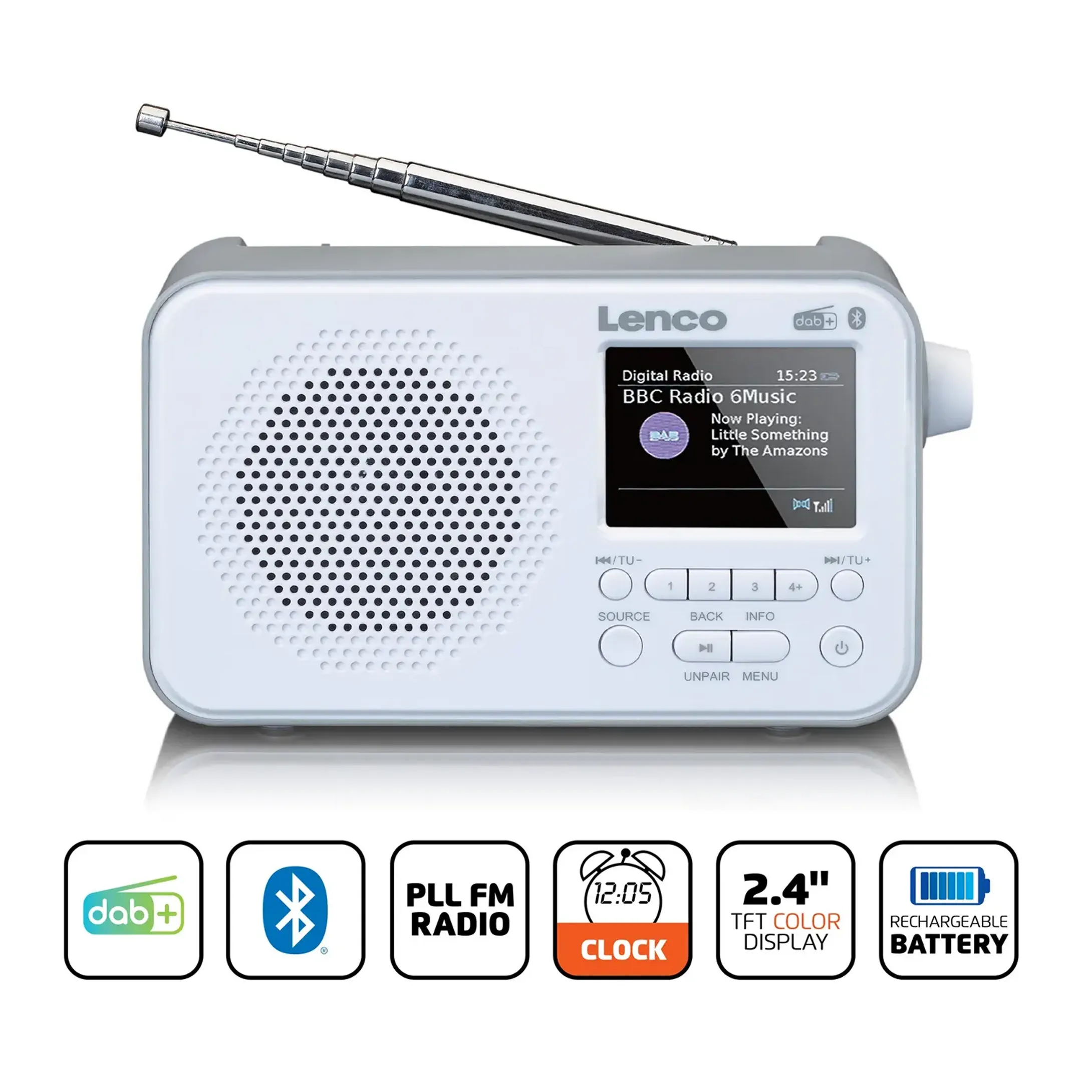 Lenco Radio DAB+ compacte - PDR-035WH - Blanc image