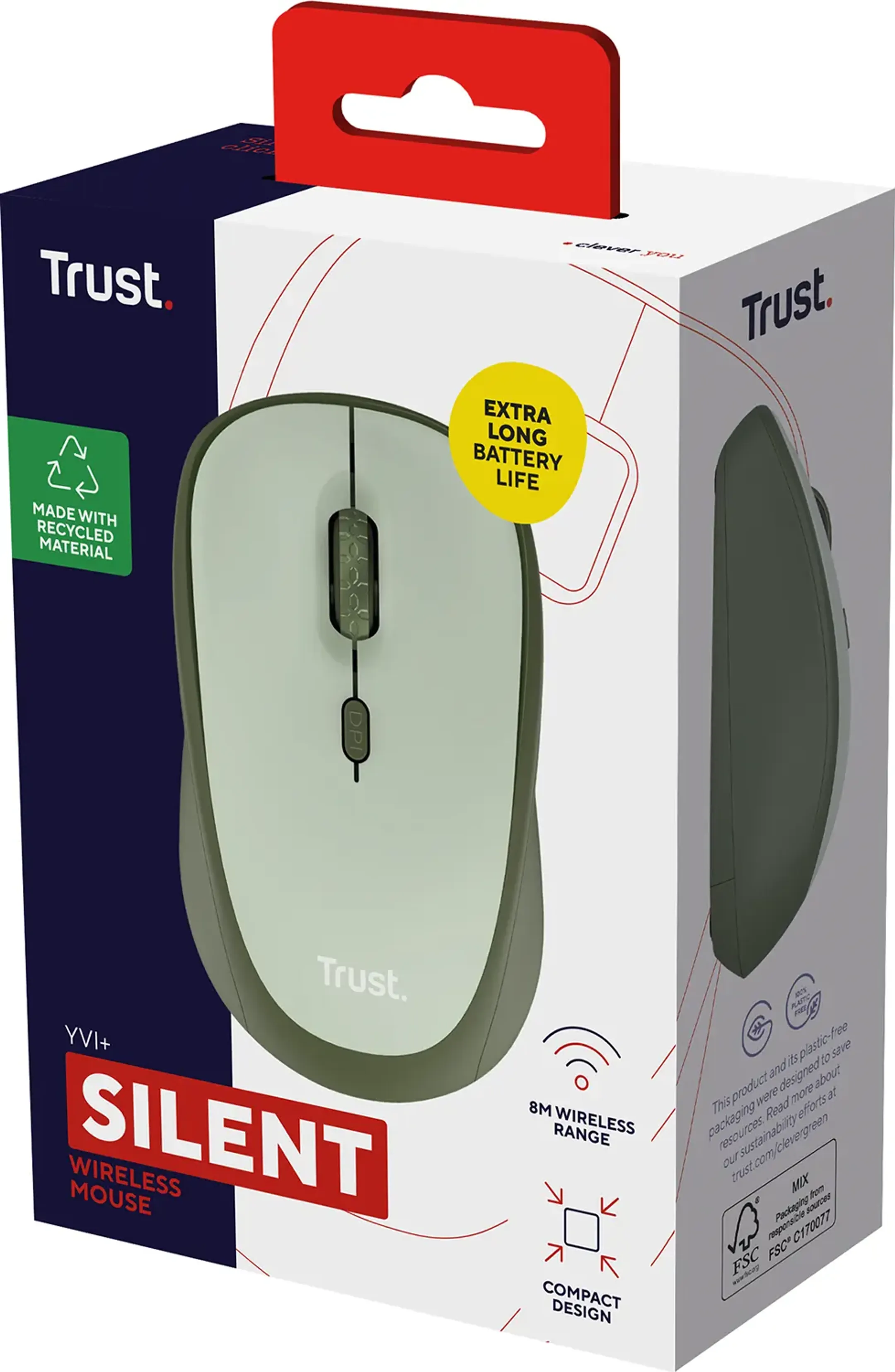 Trust Souris sans fil silencieuse Yvi+ - Rouge image