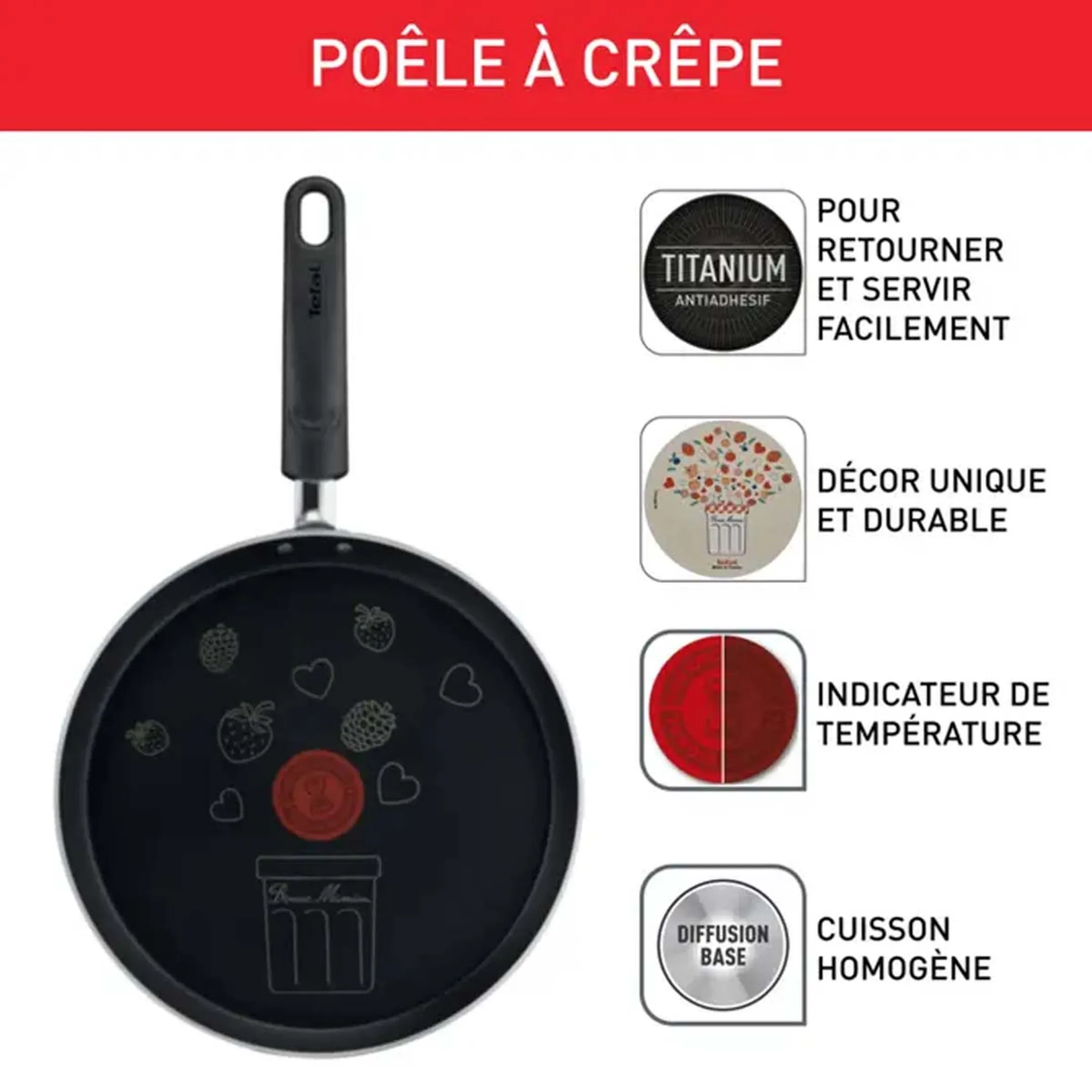 Tefal Poêle à crêpes Bonne Maman 28cm - B6841102 image