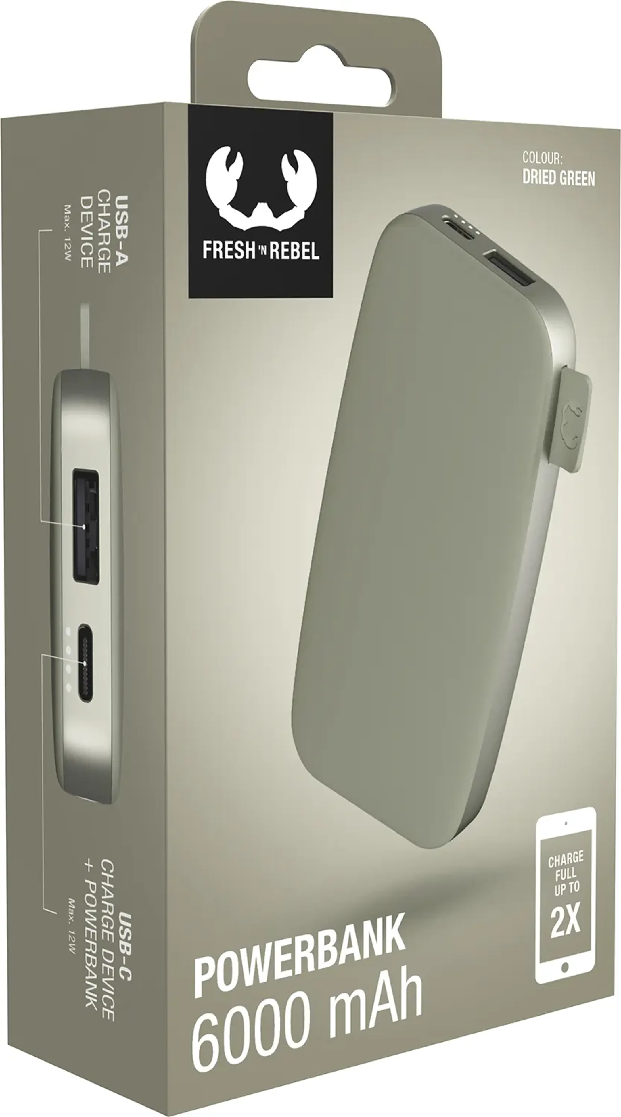 Fresh 'n Rebel Batterie externe USB C 6.000 mAh - Dried Green image