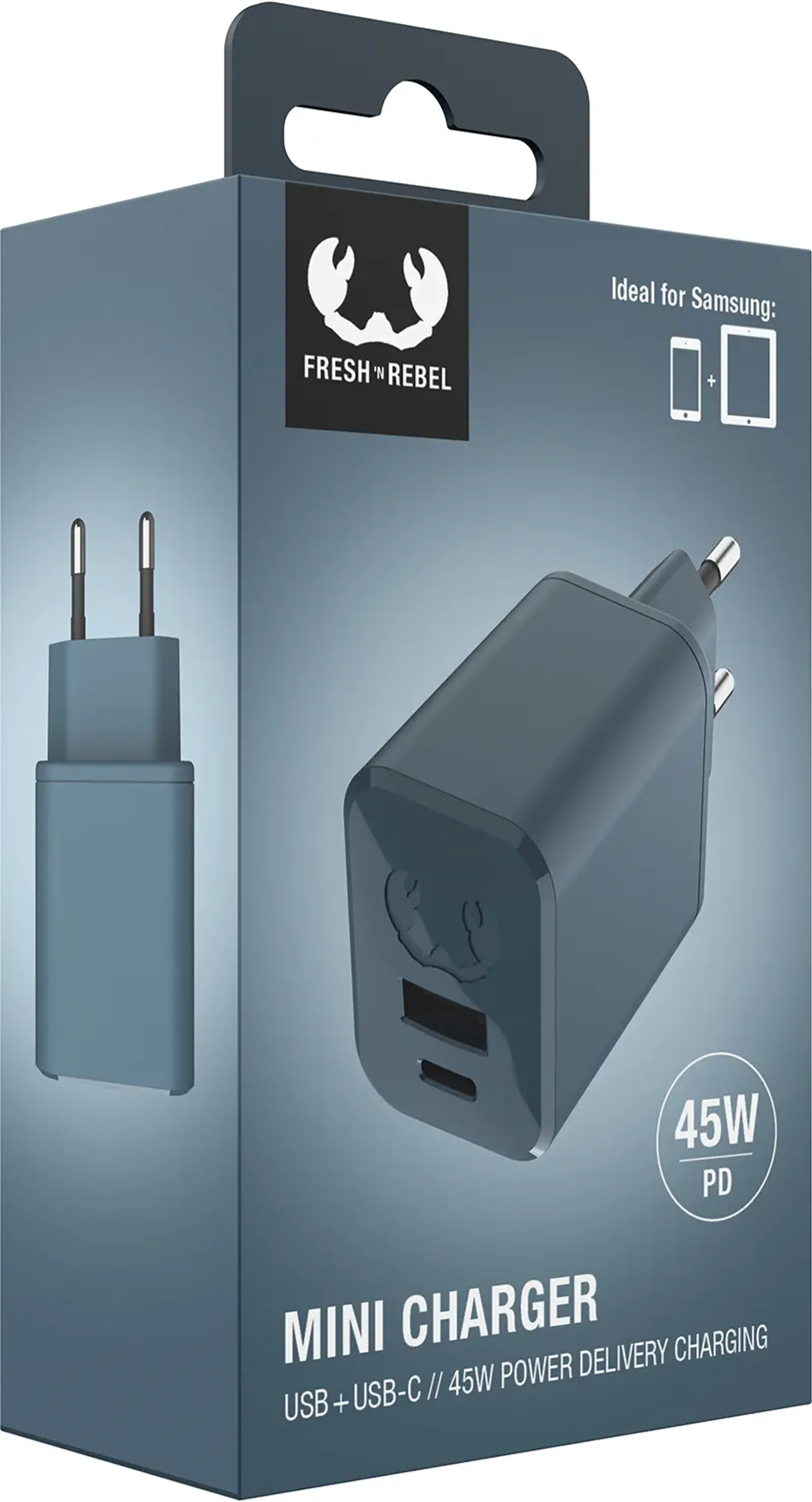 Fresh 'n Rebel 45 W USB A en USB C Mini netstroomlader met Power Delivery - Dive Blue image