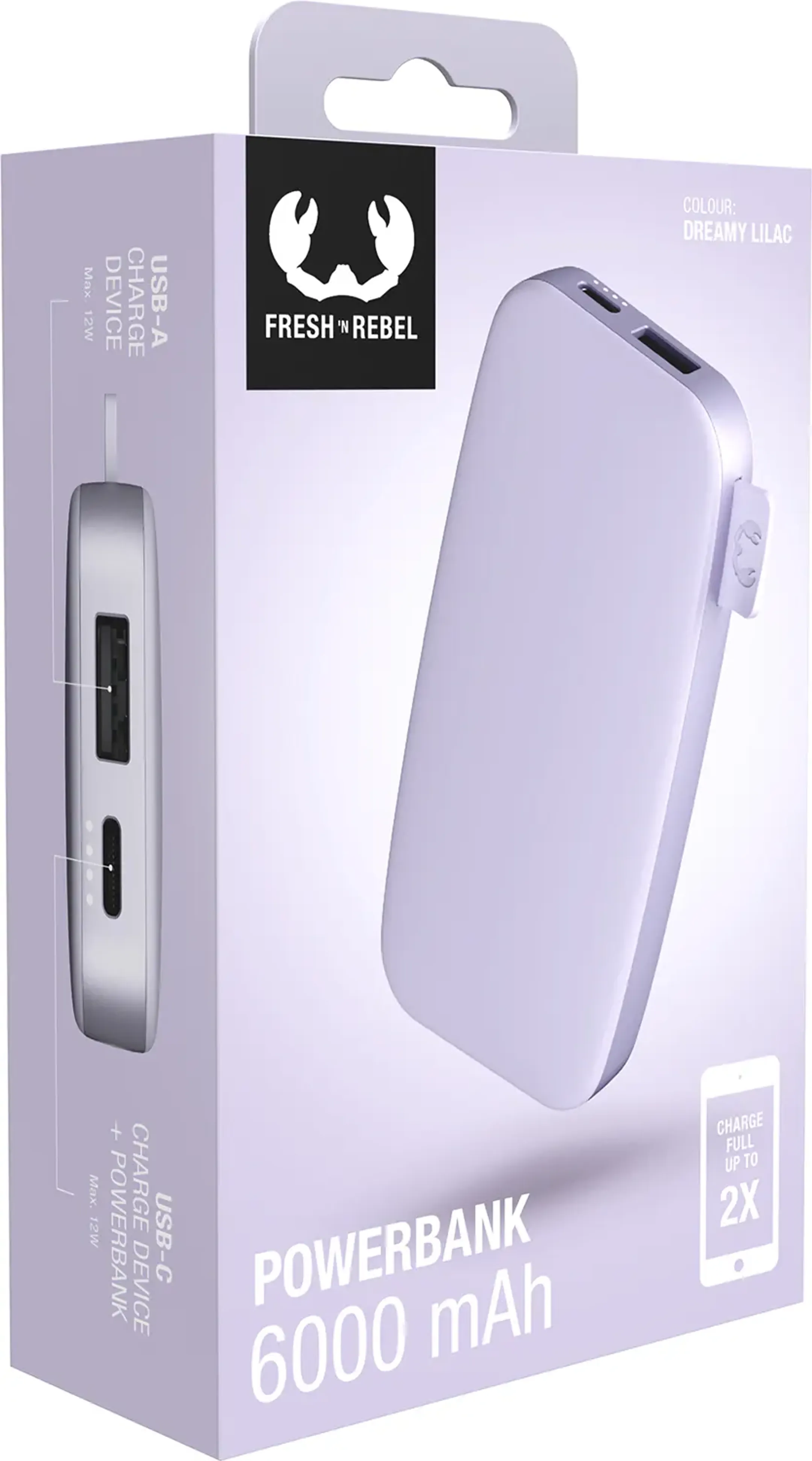 Fresh 'n Rebel USB C powerbank 6.000 mAh - Dreamy Lilac image