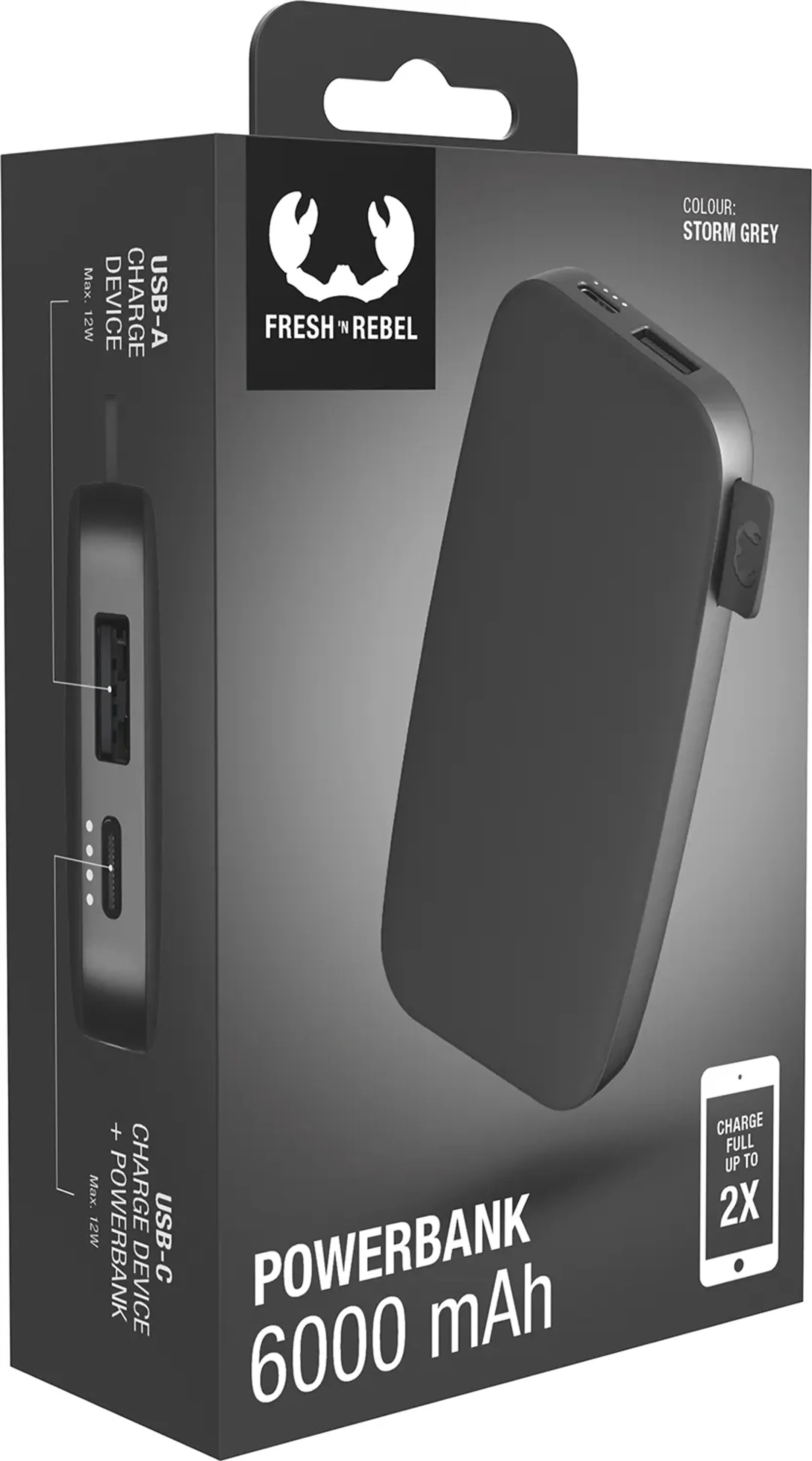 Fresh 'n Rebel USB C powerbank 6.000 mAh - Storm Grey image