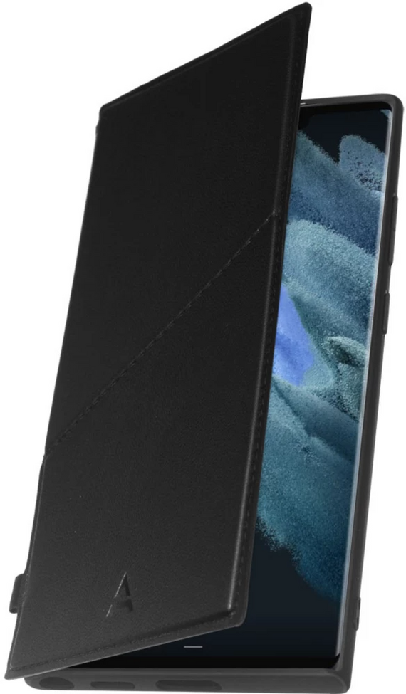 Étui en cuir synthétique pour Galaxy S23 Ultra - Noir