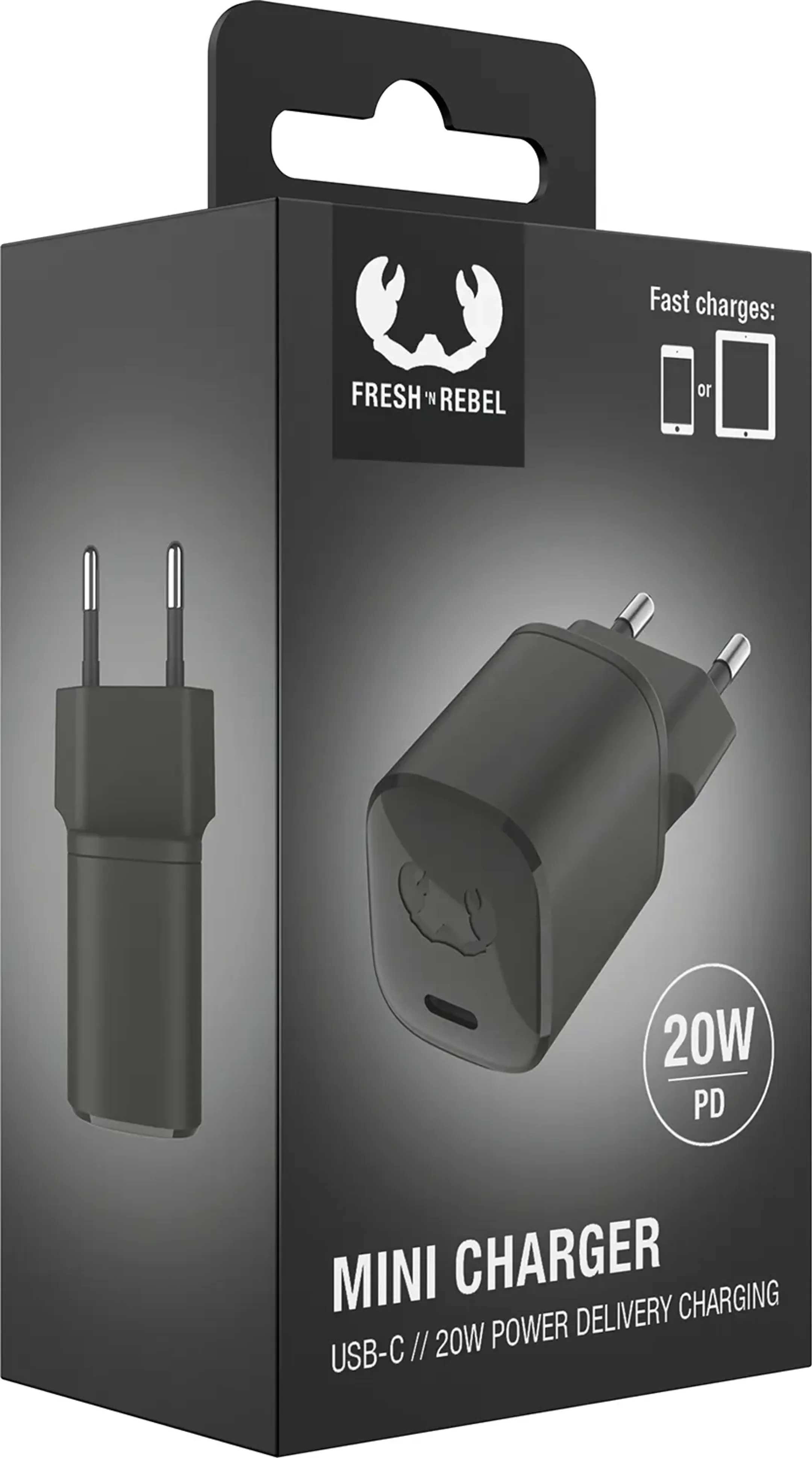 Fresh 'n Rebel 20 W USB C Mini netstroomlader met Power Delivery - Storm Grey image