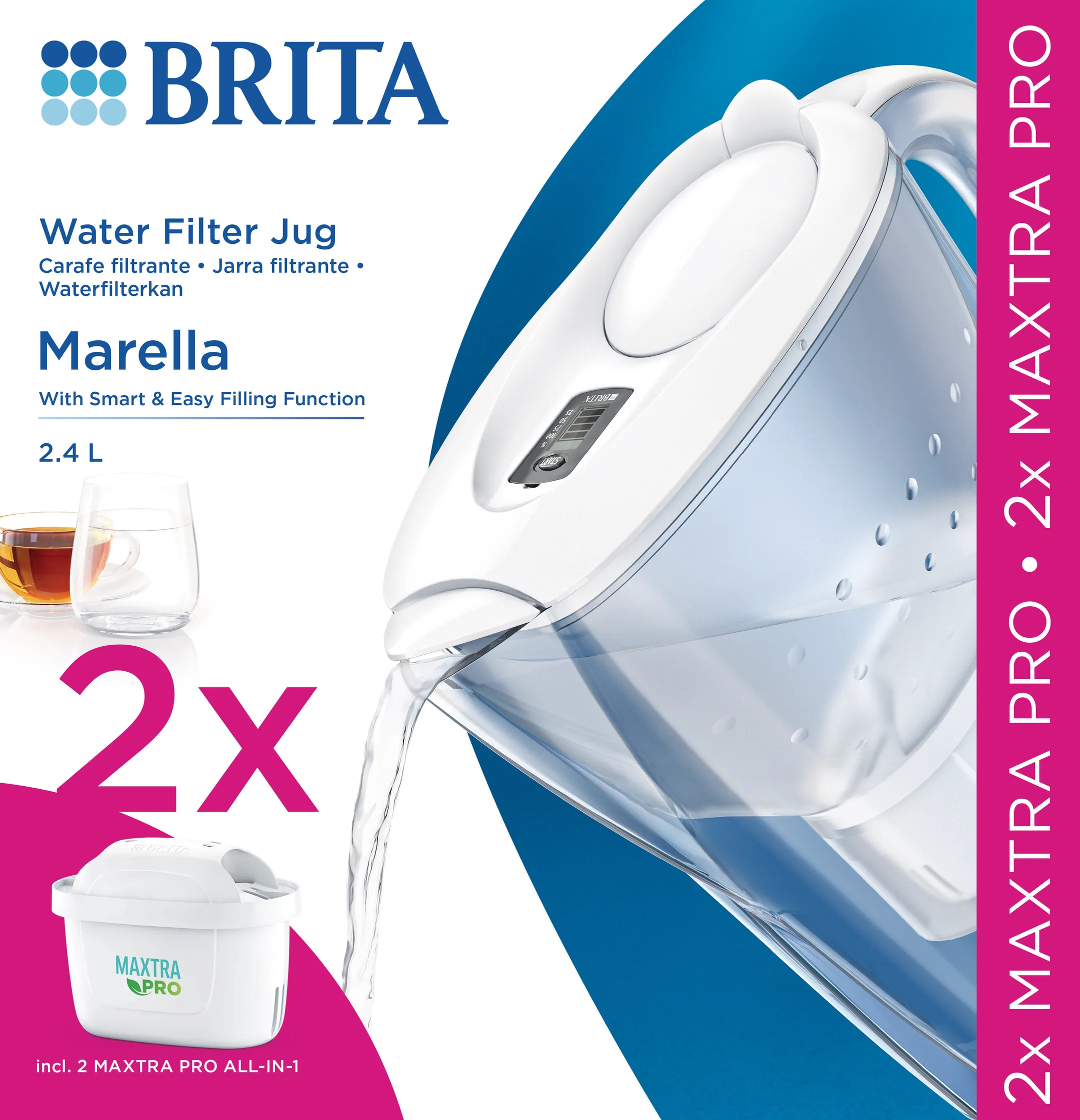 Brita Waterfilterbundel Marella Cool white + 2 MAXTRA PRO ALL-IN-1 filterpatronen image