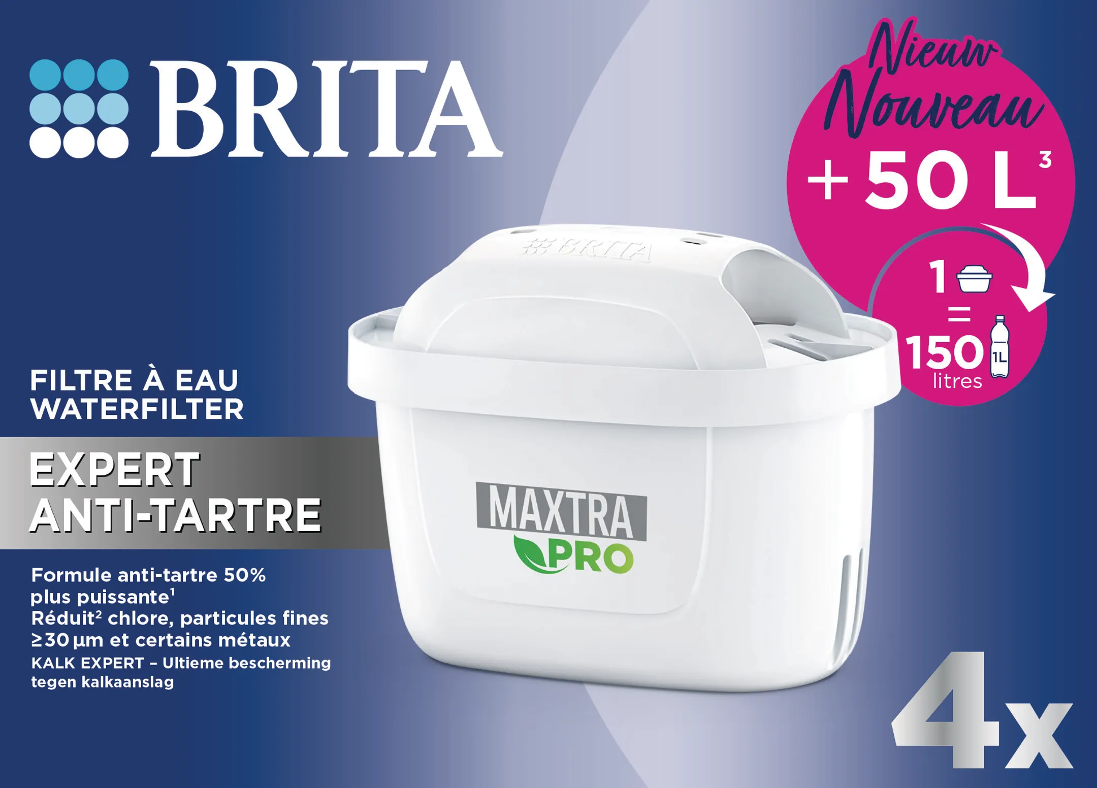 Cartouche filtrante MAXTRA PRO EXPERT CALCAIRE 4-Pack