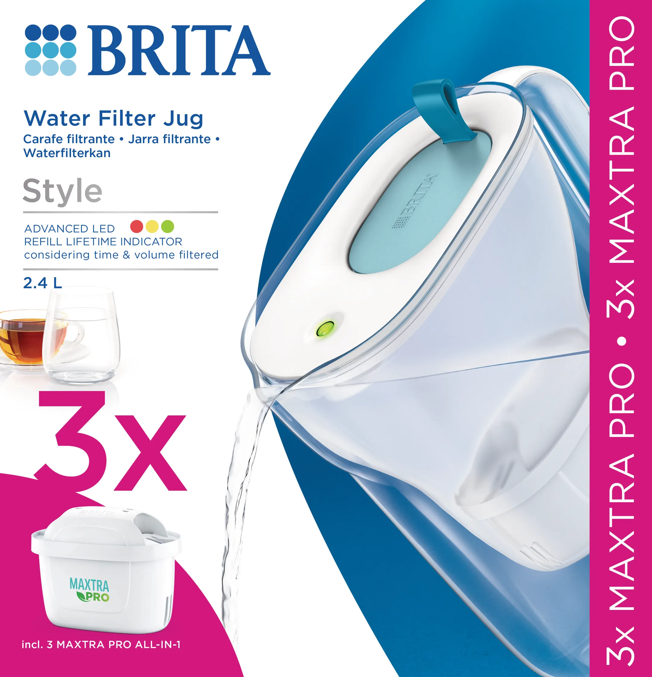 Brita Pack carafe filtrante Style Cool blue + 3 MAXTRA PRO ALL-IN-1 cartouches filtrantes image